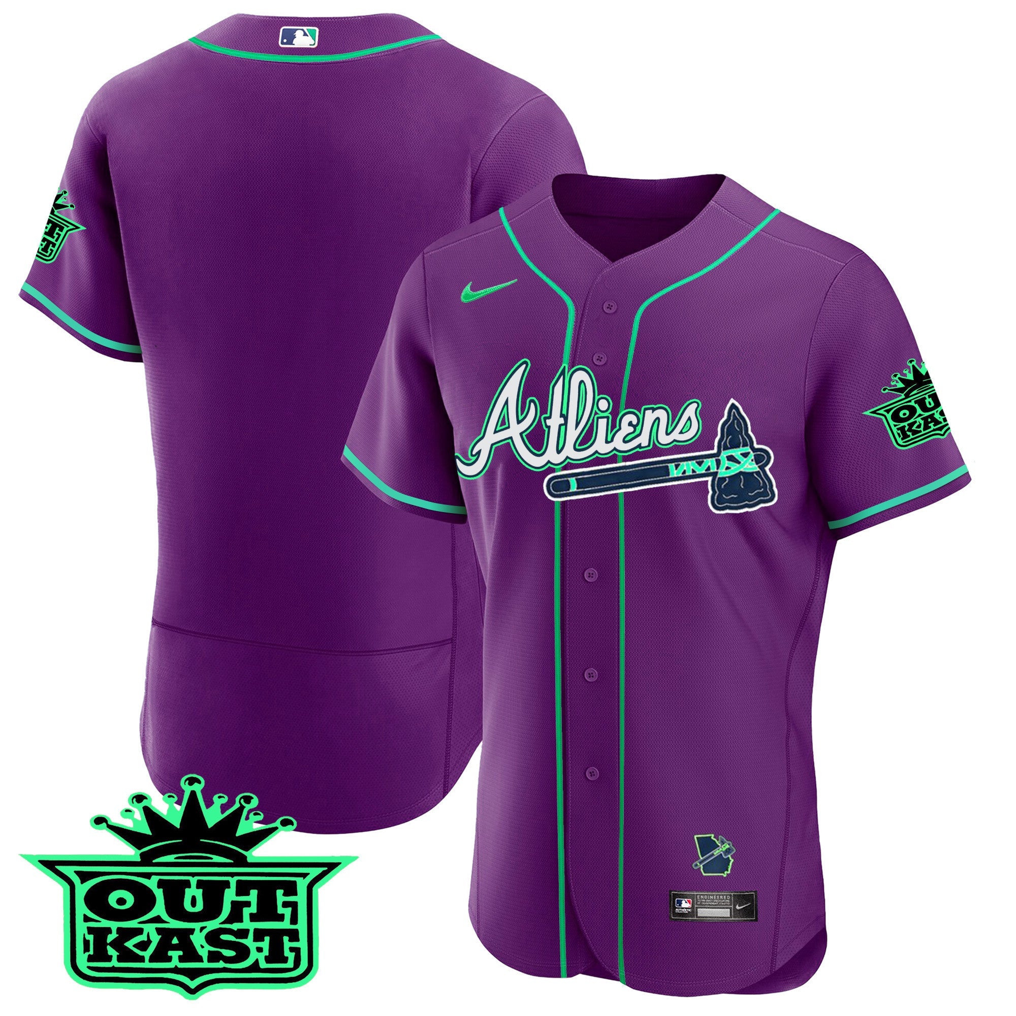Men’s Atlanta Atliens Flex Base Jersey – Galaxy Version – Stitched