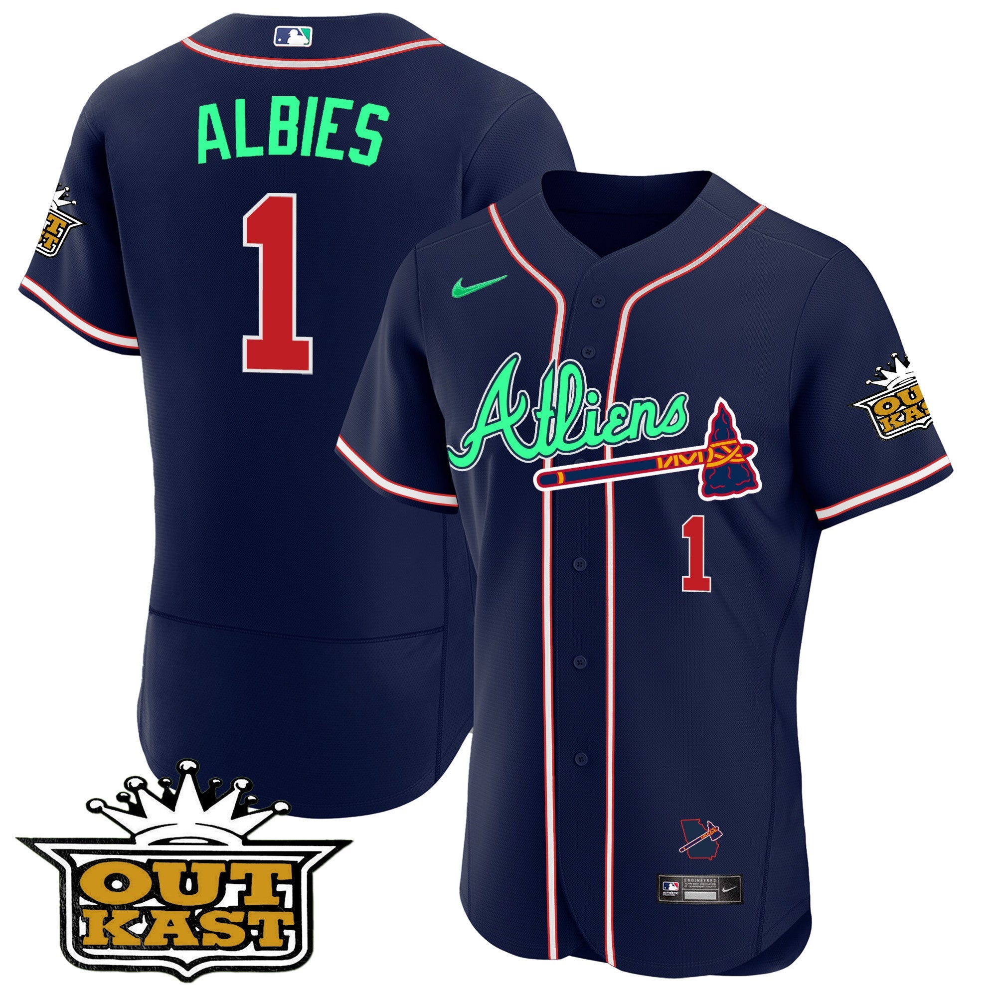 Men’s Atlanta Atliens Flex Base Jersey – Galaxy Version – Stitched