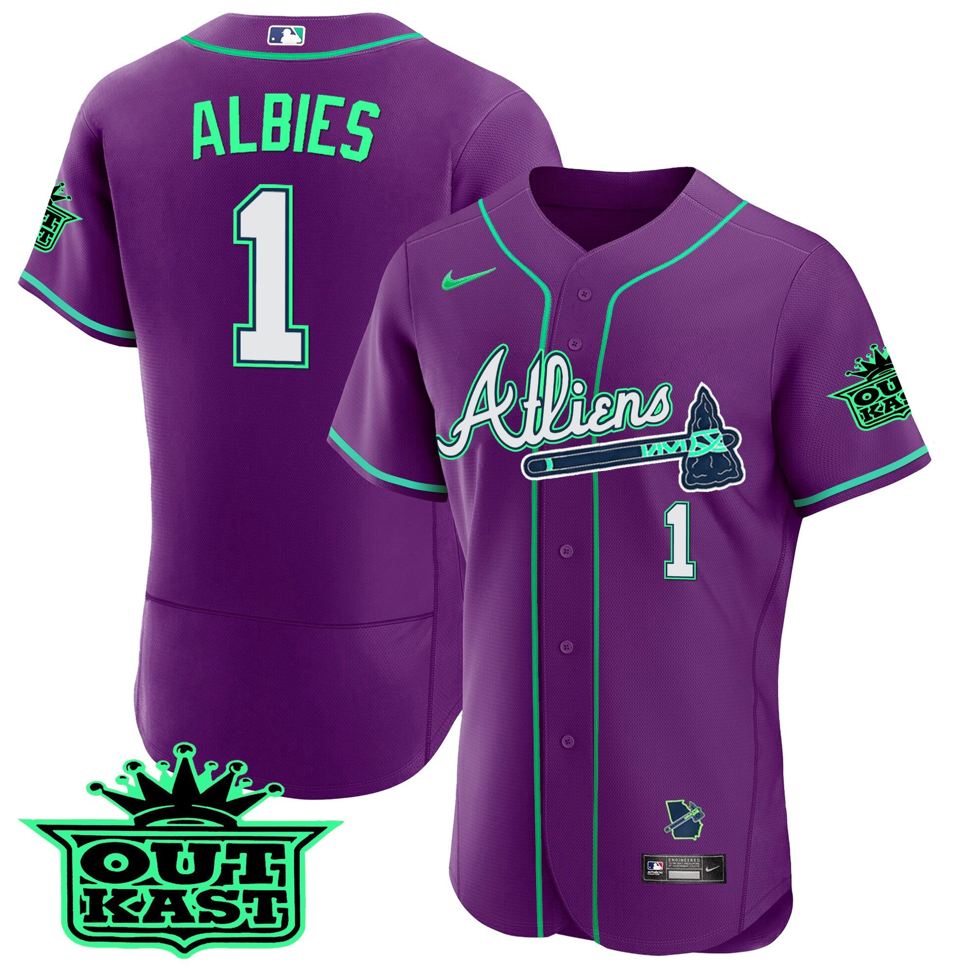 Men’s Atlanta Atliens Flex Base Jersey – Galaxy Version – Stitched