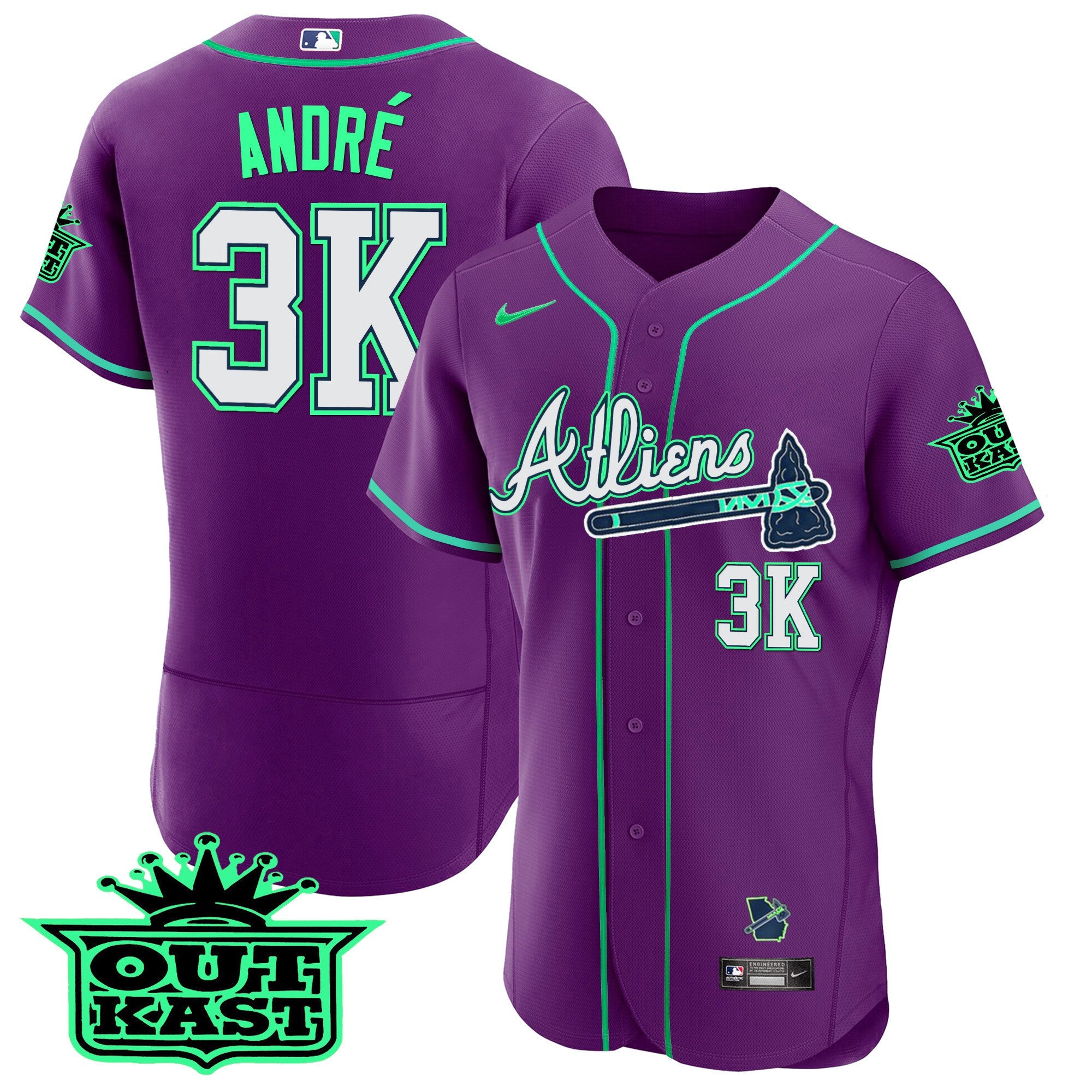 Men’s Atlanta Atliens Flex Base Jersey – Galaxy Version – Stitched