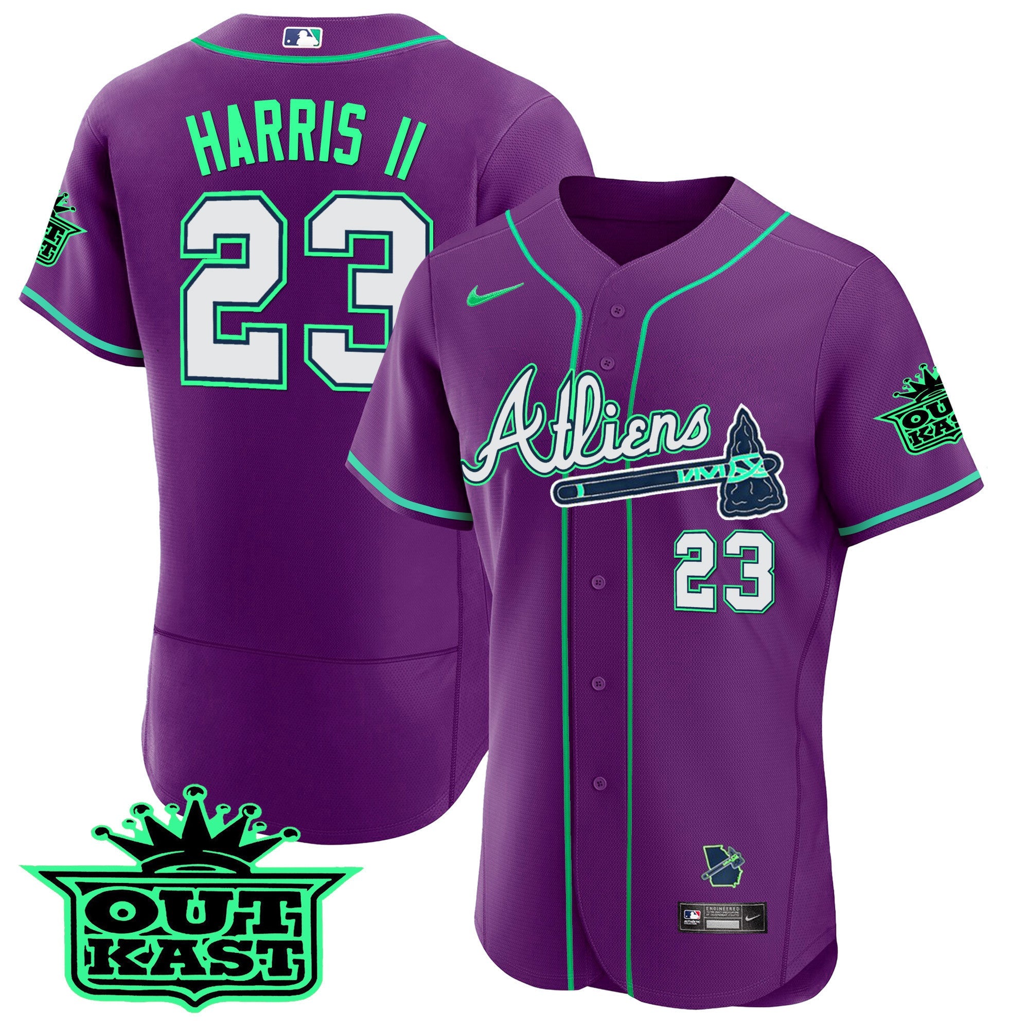 Men’s Atlanta Atliens Flex Base Jersey – Galaxy Version – Stitched