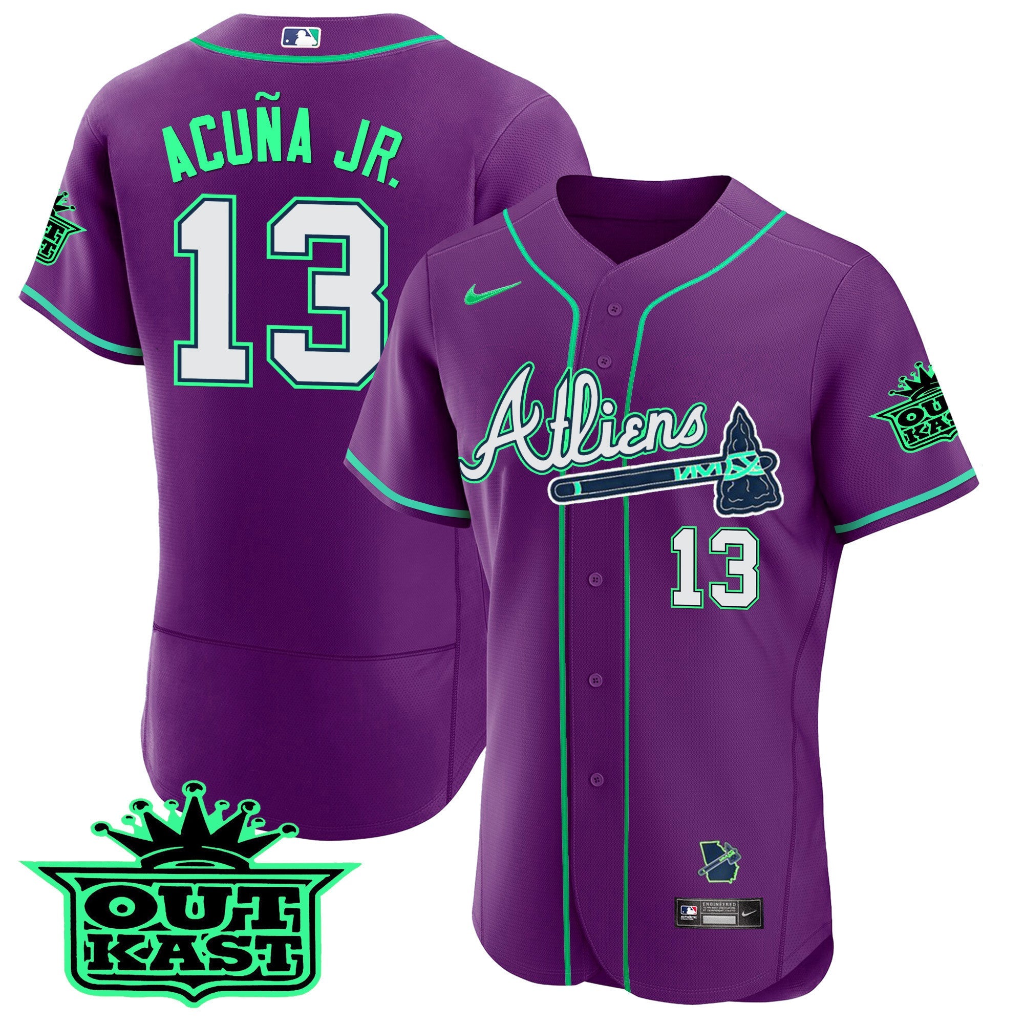 Men’s Atlanta Atliens Flex Base Jersey – Galaxy Version – Stitched