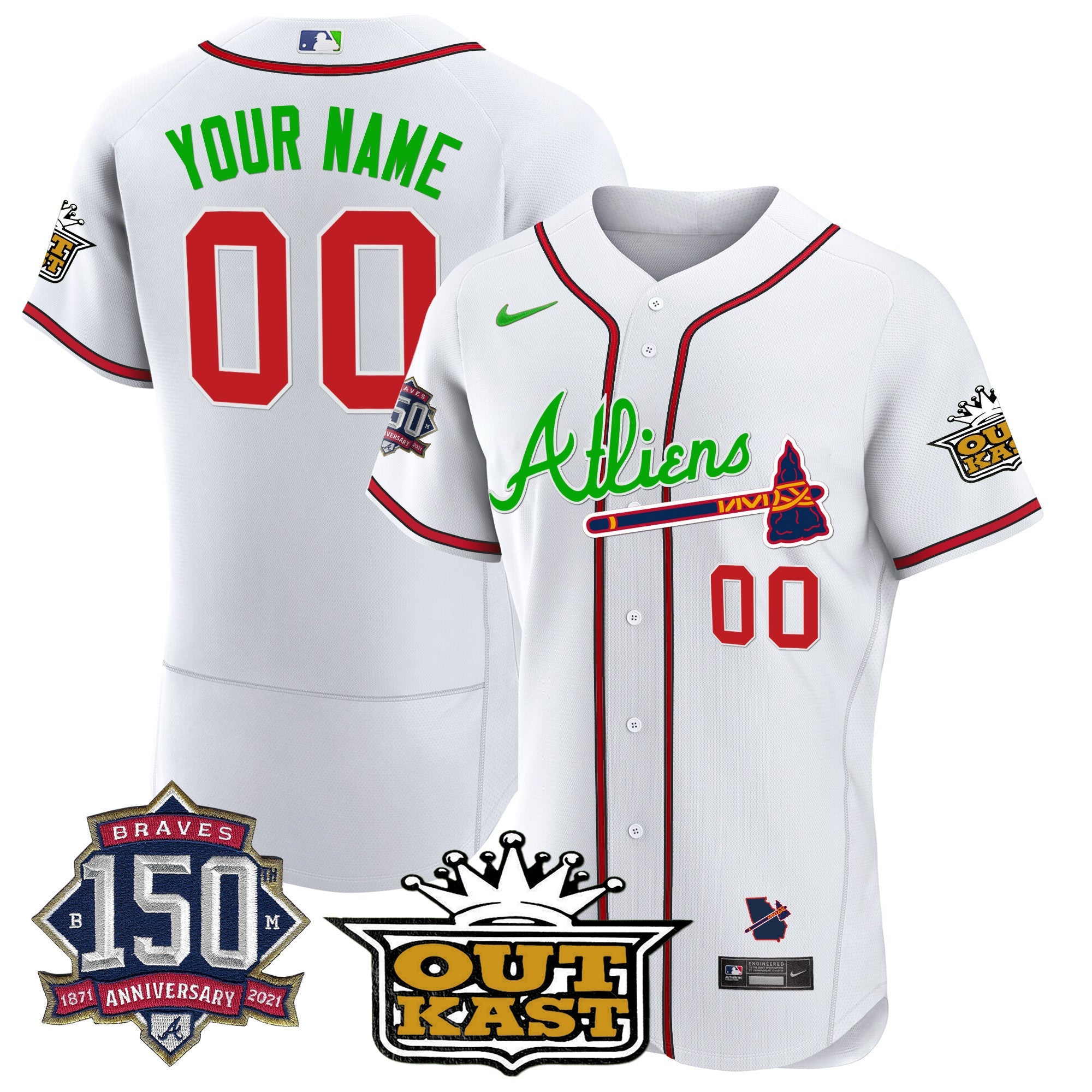 Atlanta Atliens 150th Anniversary Patch Flex Base Custom Jersey