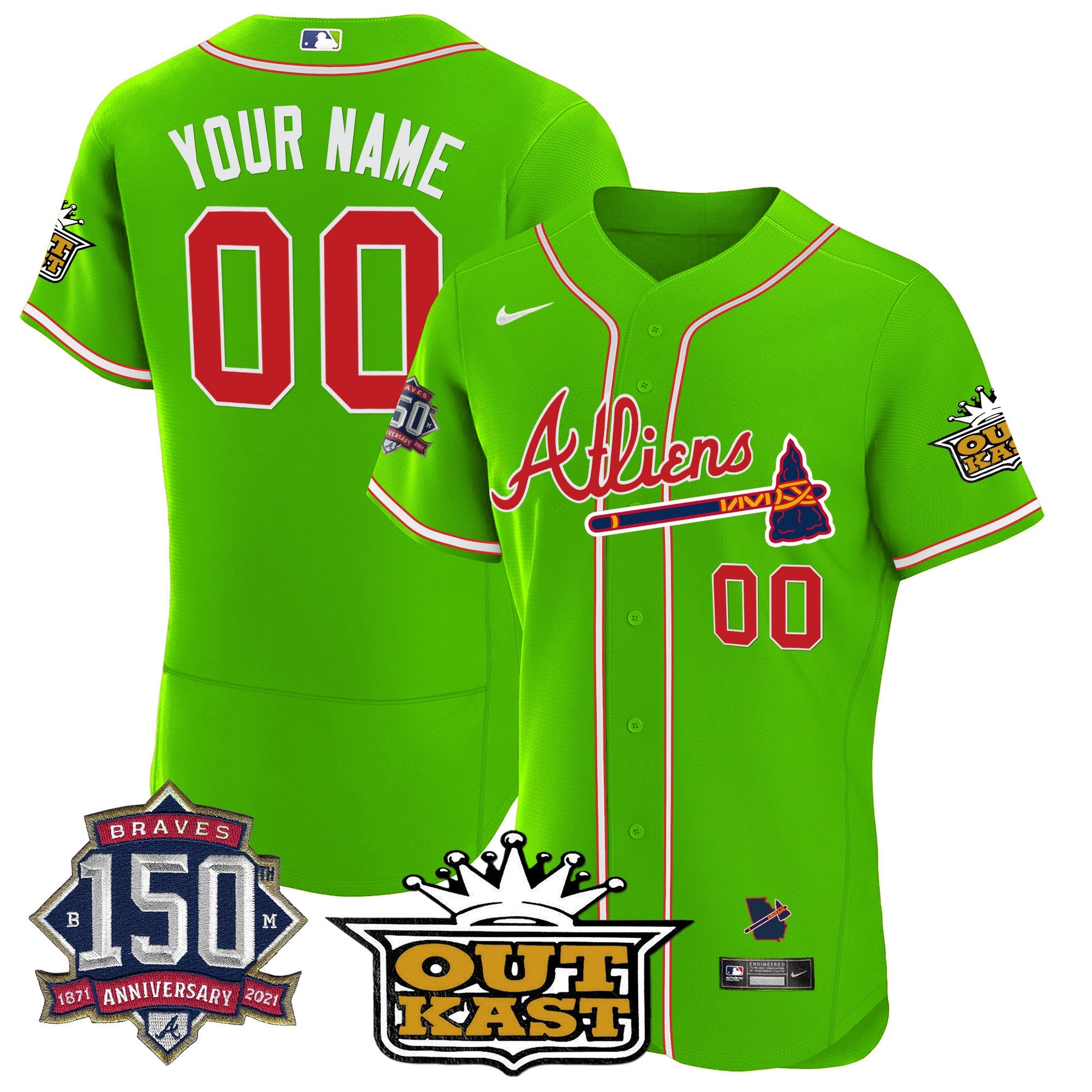 Atlanta Atliens 150th Anniversary Patch Flex Base Custom Jersey