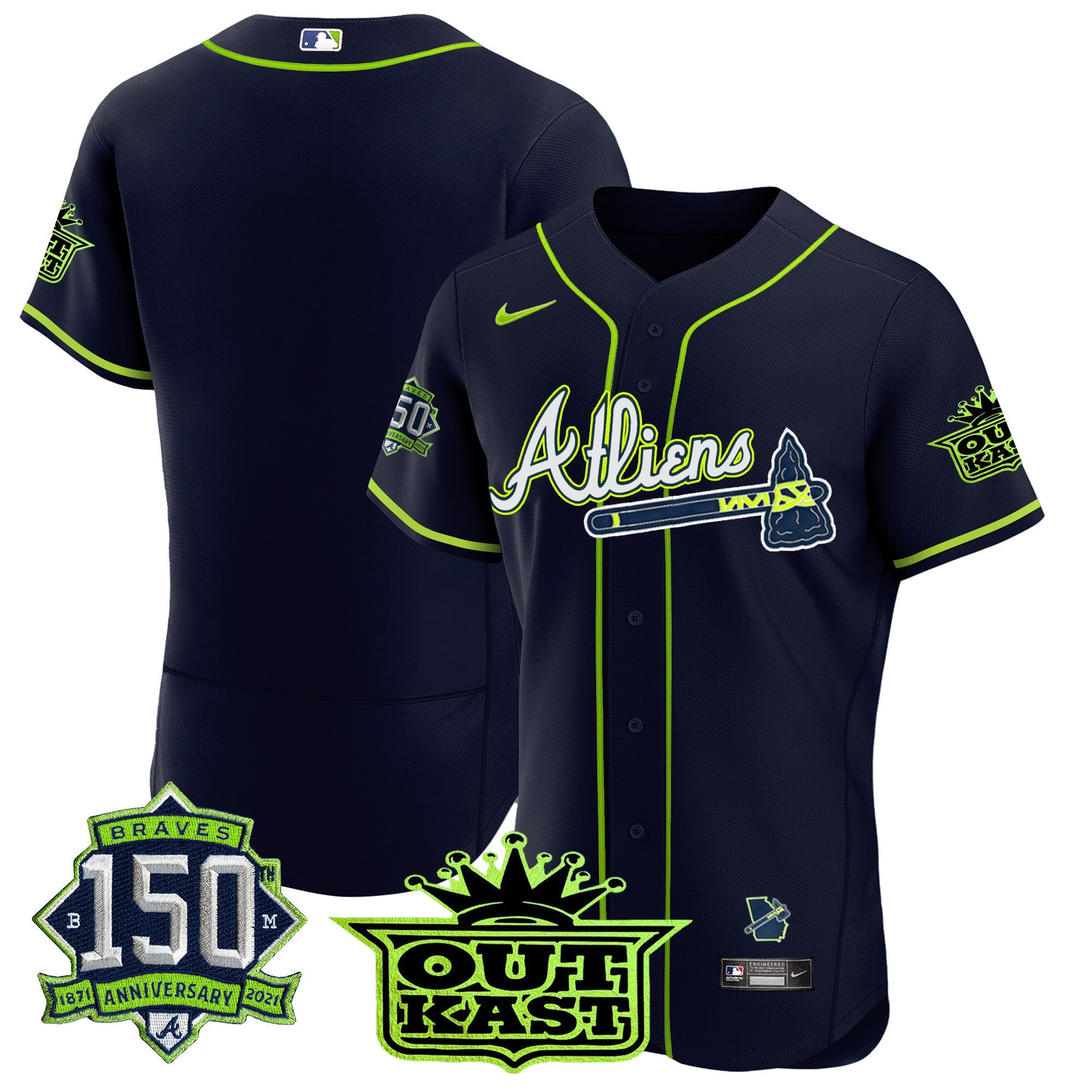 Men’s Atlanta Atliens 150th Anniversary Patch Flex Base Jersey