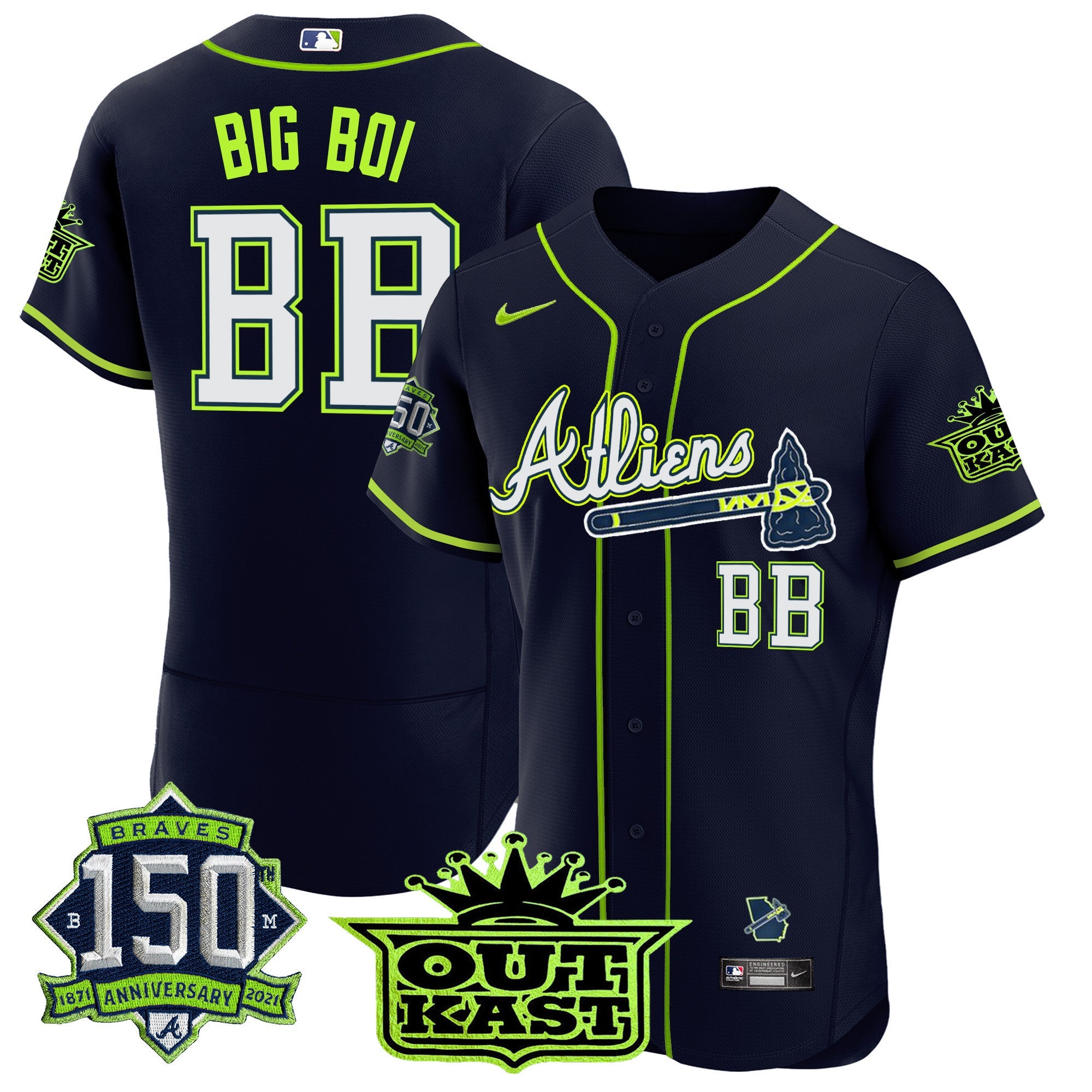 Men’s Atlanta Atliens 150th Anniversary Patch Flex Base Jersey