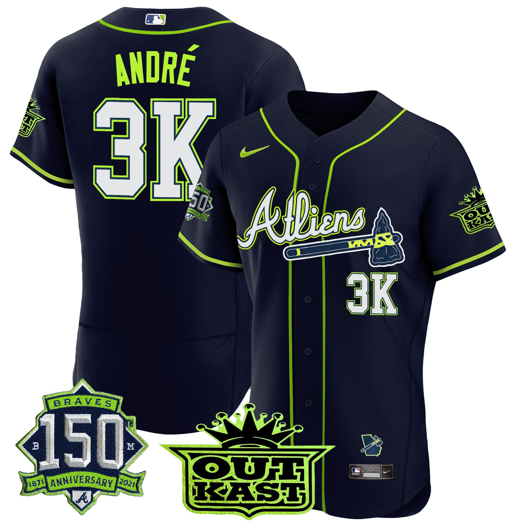 Men’s Atlanta Atliens 150th Anniversary Patch Flex Base Jersey