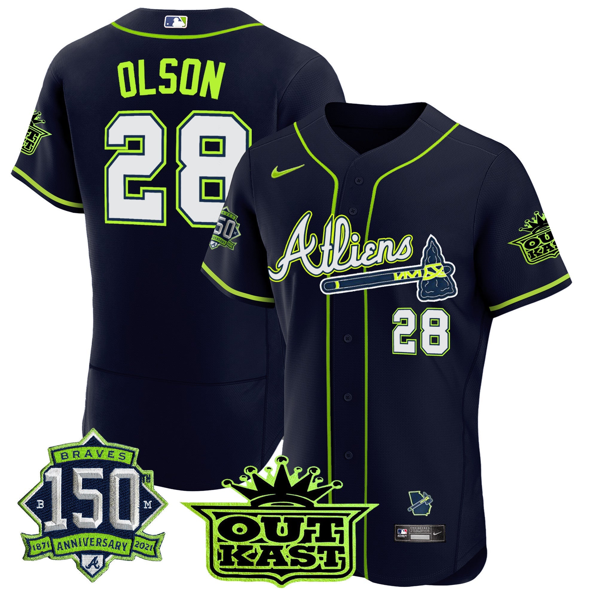 Men’s Atlanta Atliens 150th Anniversary Patch Flex Base Jersey