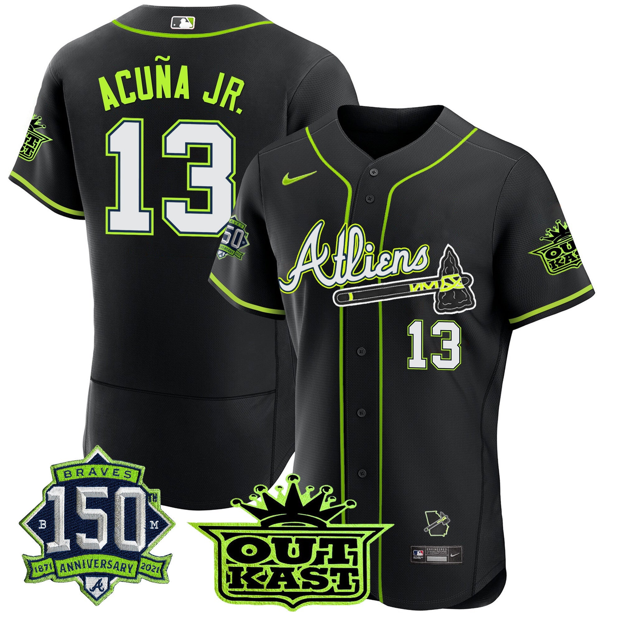 Men’s Atlanta Atliens 150th Anniversary Patch Flex Base Jersey