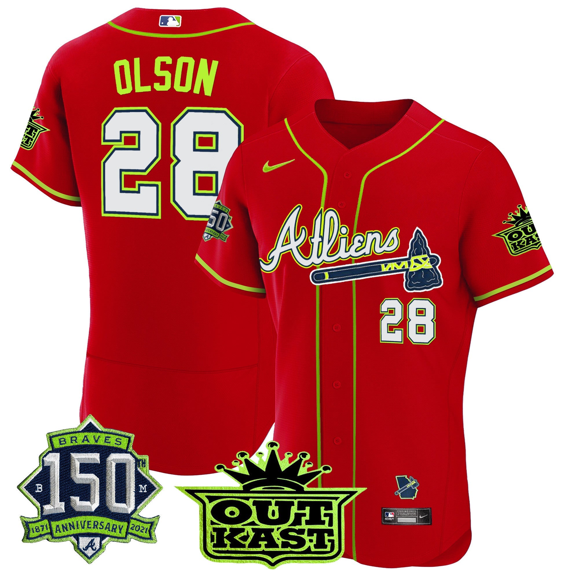 Men’s Atlanta Atliens 150th Anniversary Patch Flex Base Jersey