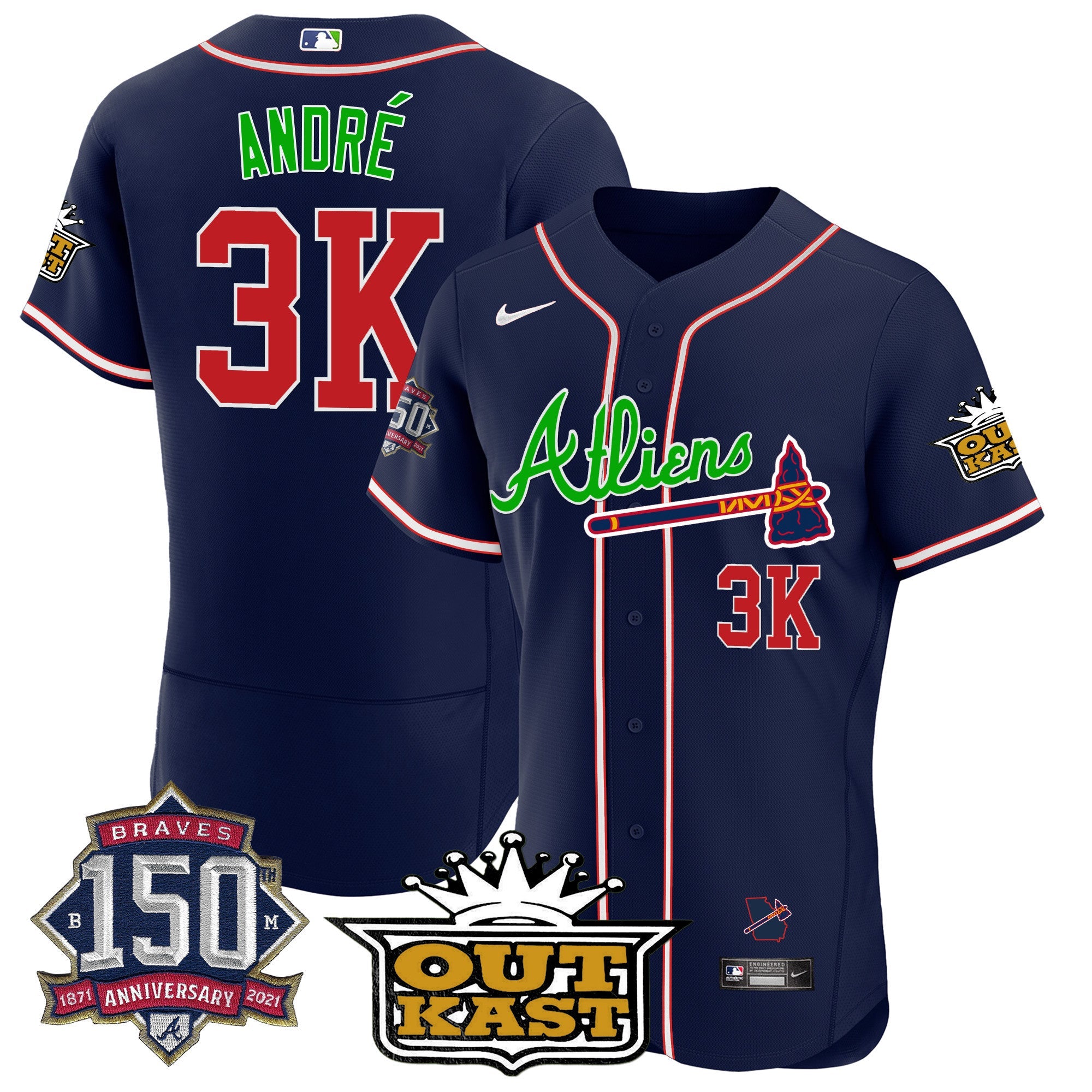 Men’s Atlanta Atliens 150th Anniversary Patch Flex Base Jersey