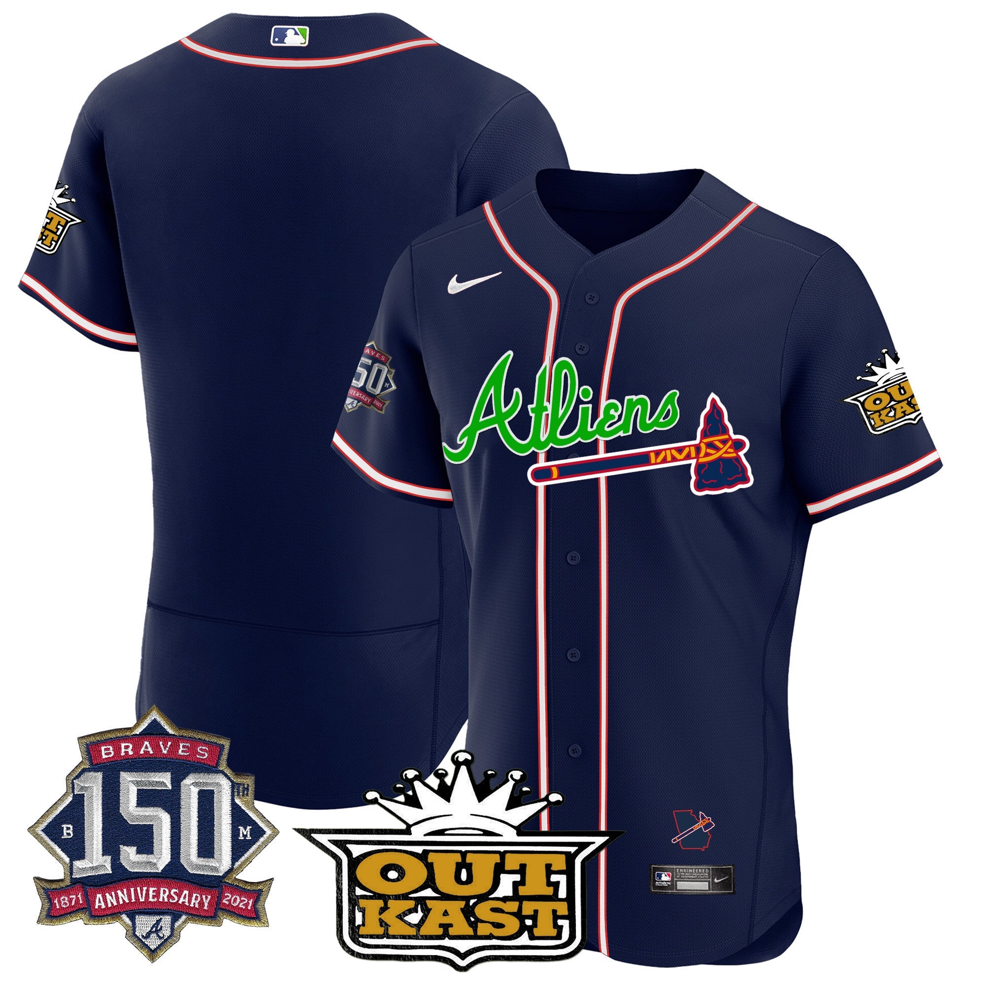 Men’s Atlanta Atliens 150th Anniversary Patch Flex Base Jersey