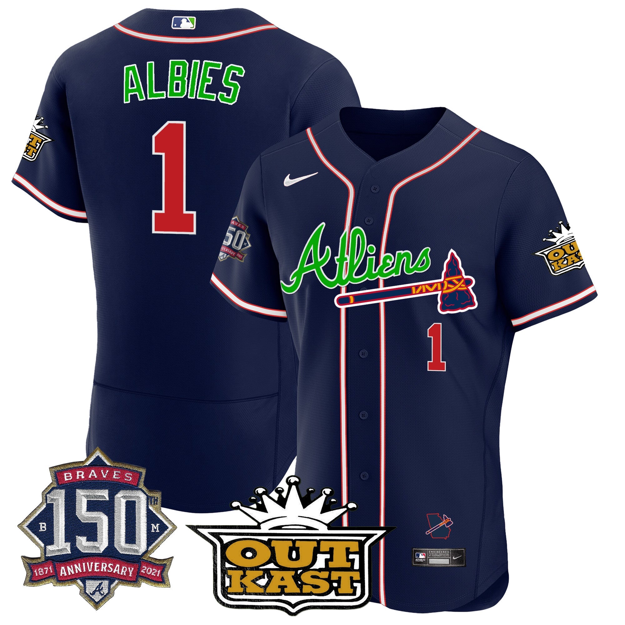 Men’s Atlanta Atliens 150th Anniversary Patch Flex Base Jersey