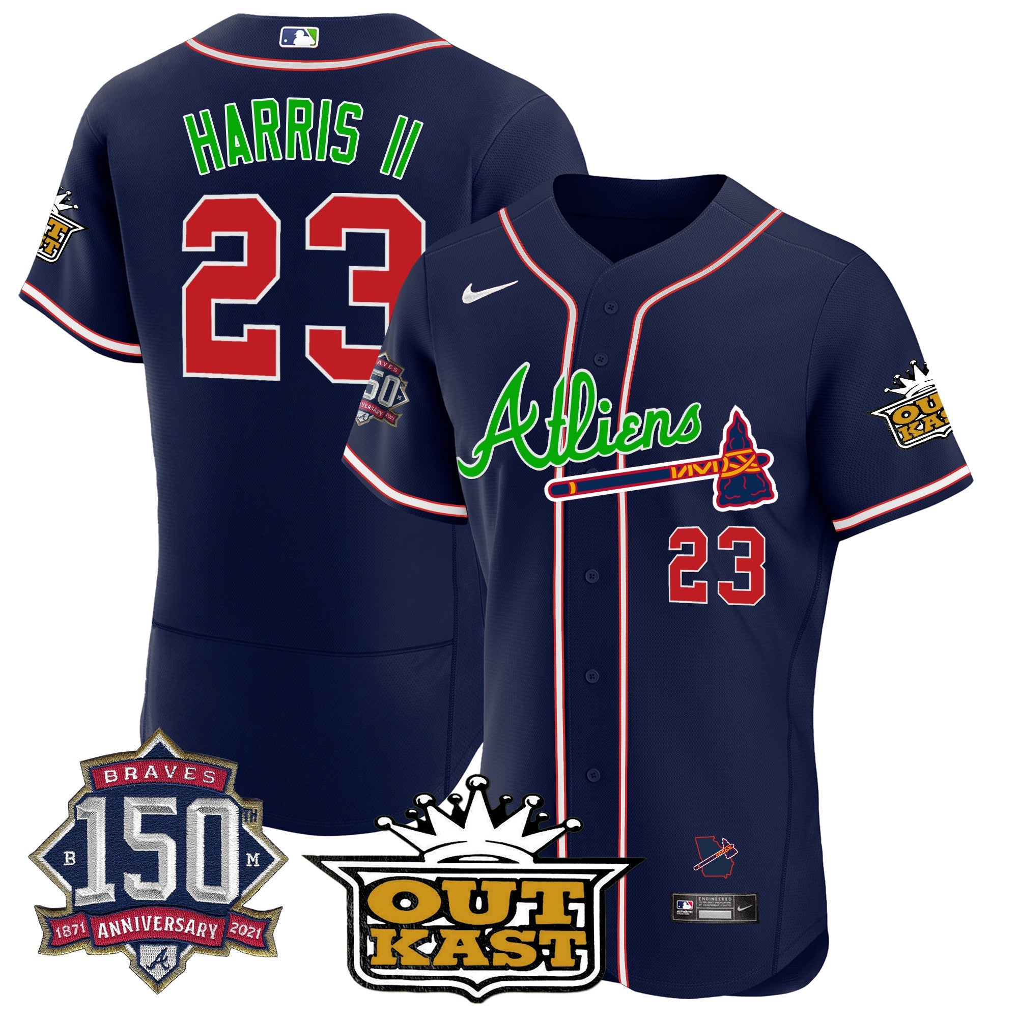 Men’s Atlanta Atliens 150th Anniversary Patch Flex Base Jersey