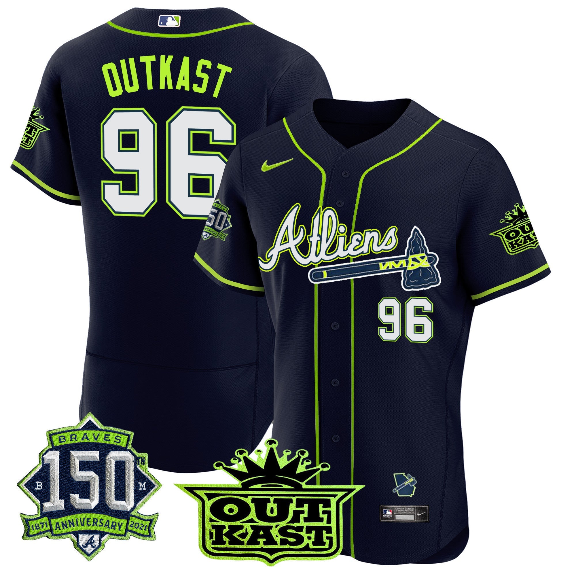 Men’s Atlanta Atliens 150th Anniversary Patch Flex Base Jersey