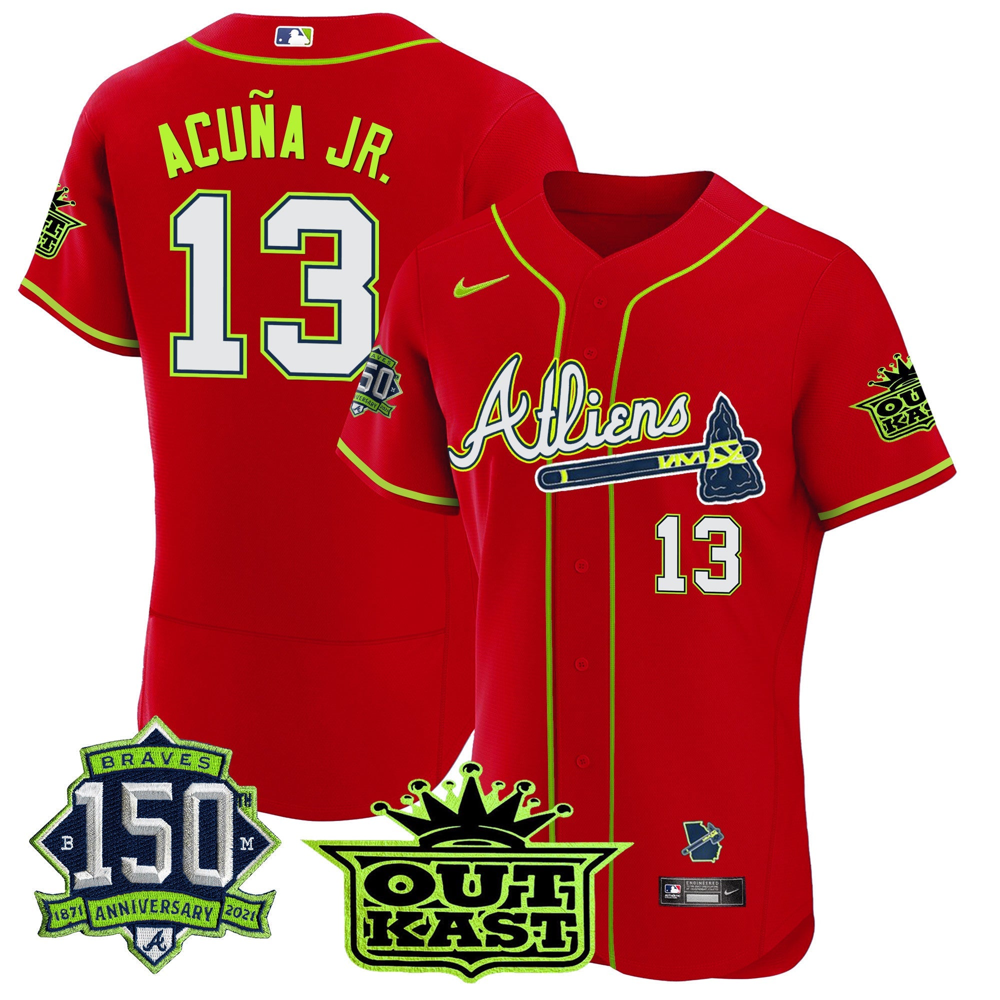 Men’s Atlanta Atliens 150th Anniversary Patch Flex Base Jersey