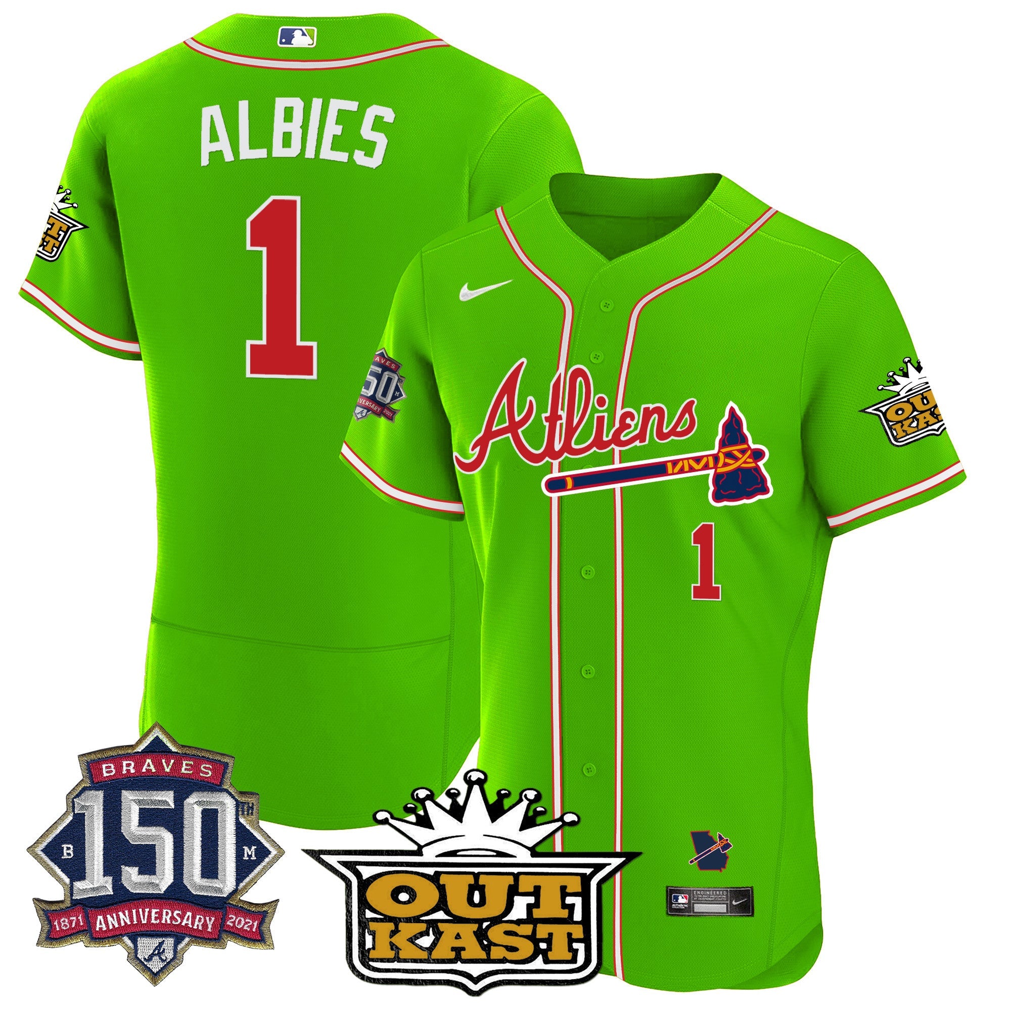Men’s Atlanta Atliens 150th Anniversary Patch Flex Base Jersey