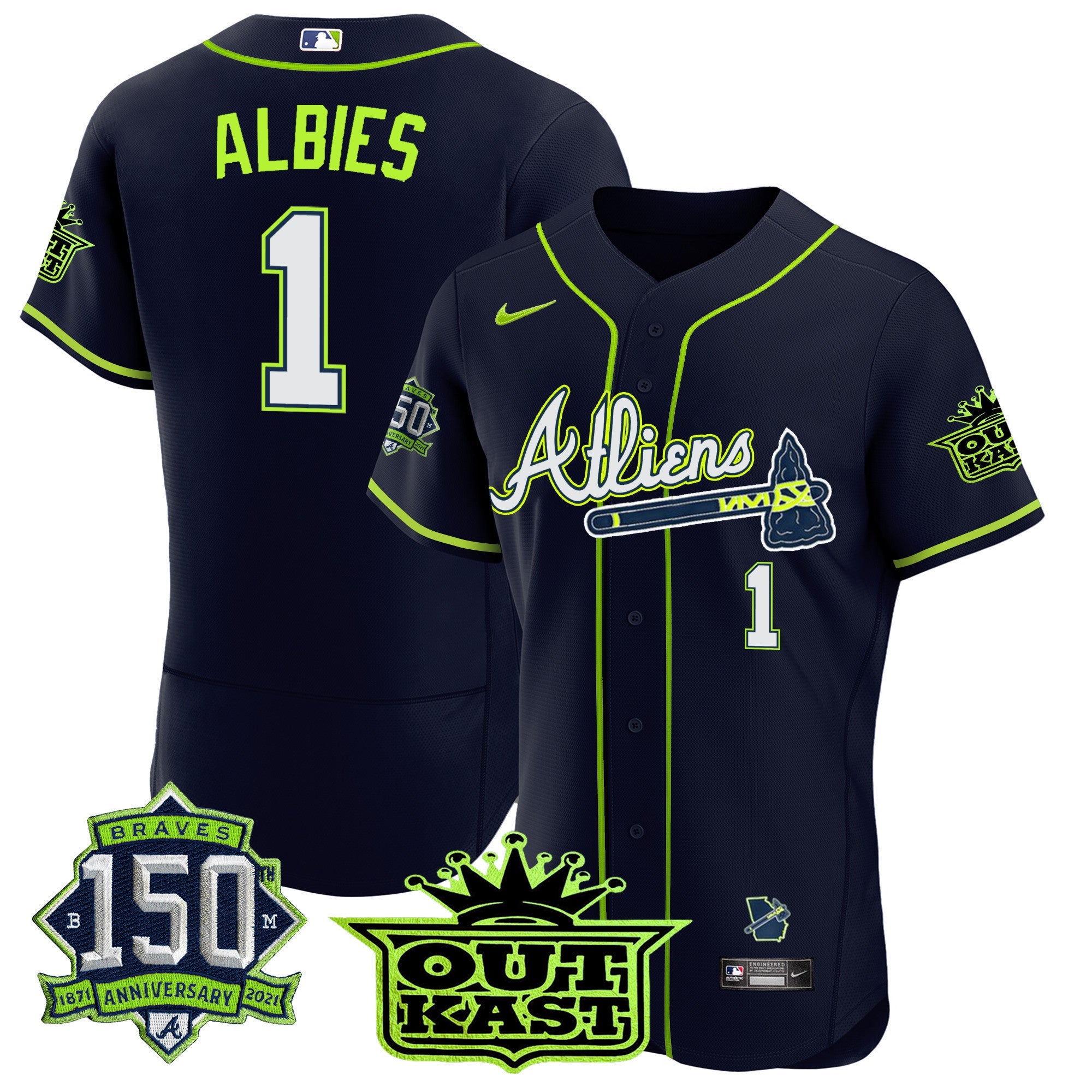 Men’s Atlanta Atliens 150th Anniversary Patch Flex Base Jersey
