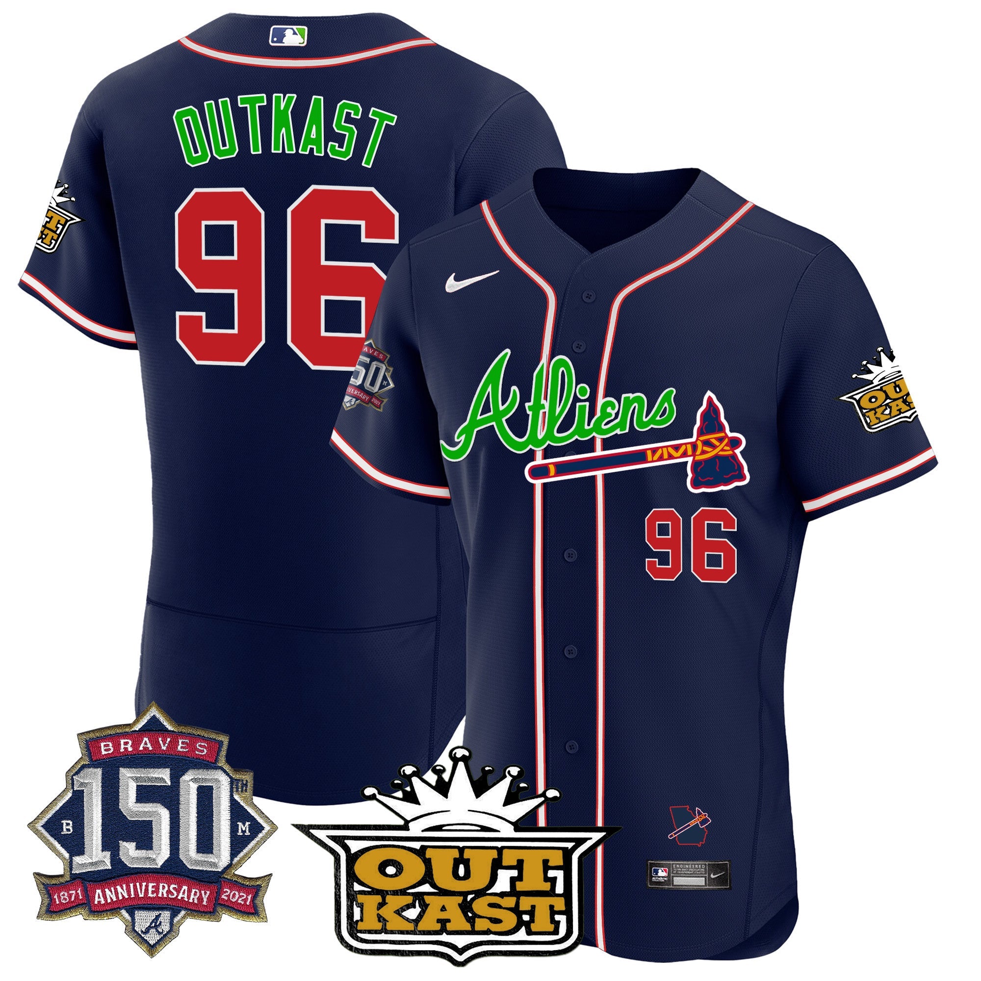 Men’s Atlanta Atliens 150th Anniversary Patch Flex Base Jersey