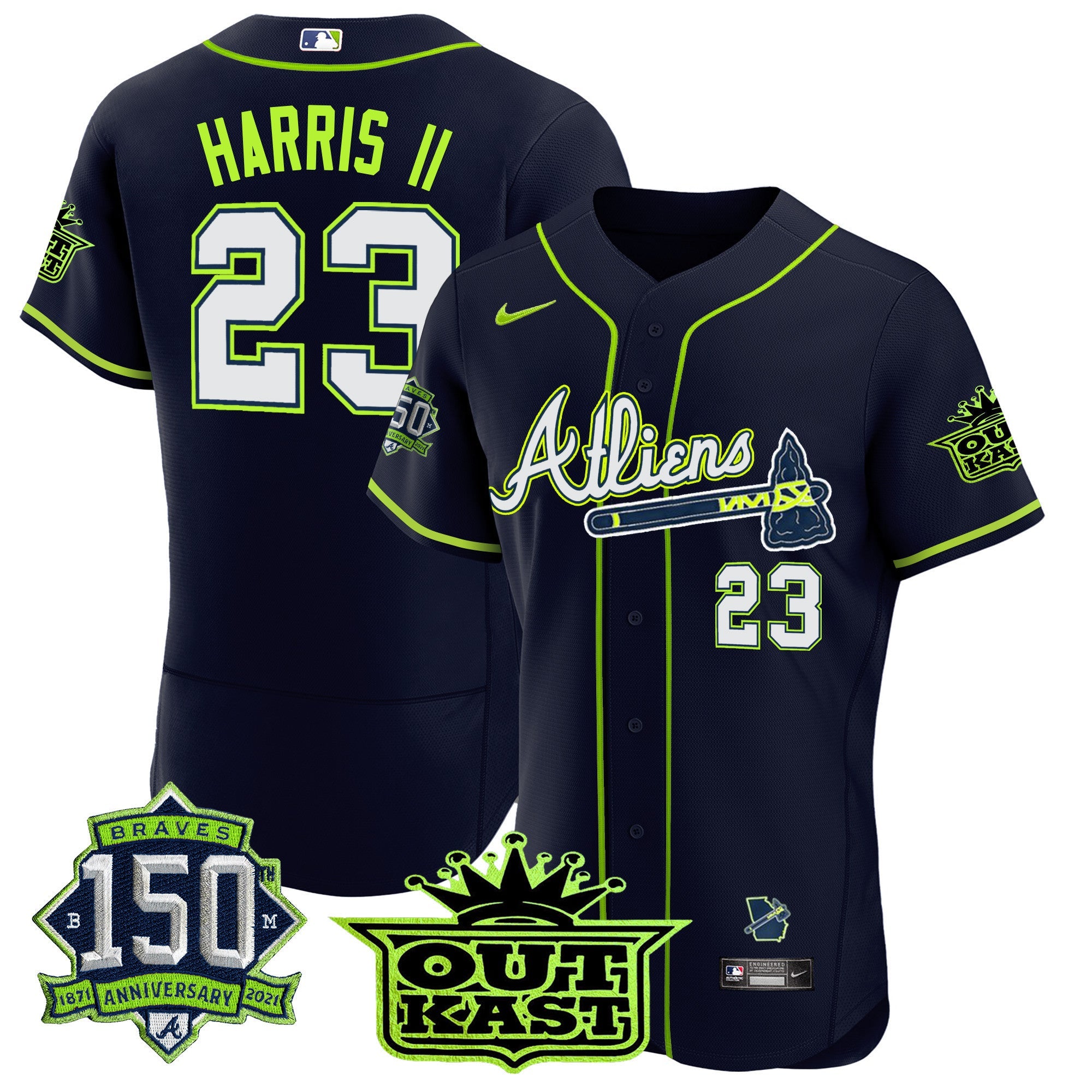 Men’s Atlanta Atliens 150th Anniversary Patch Flex Base Jersey