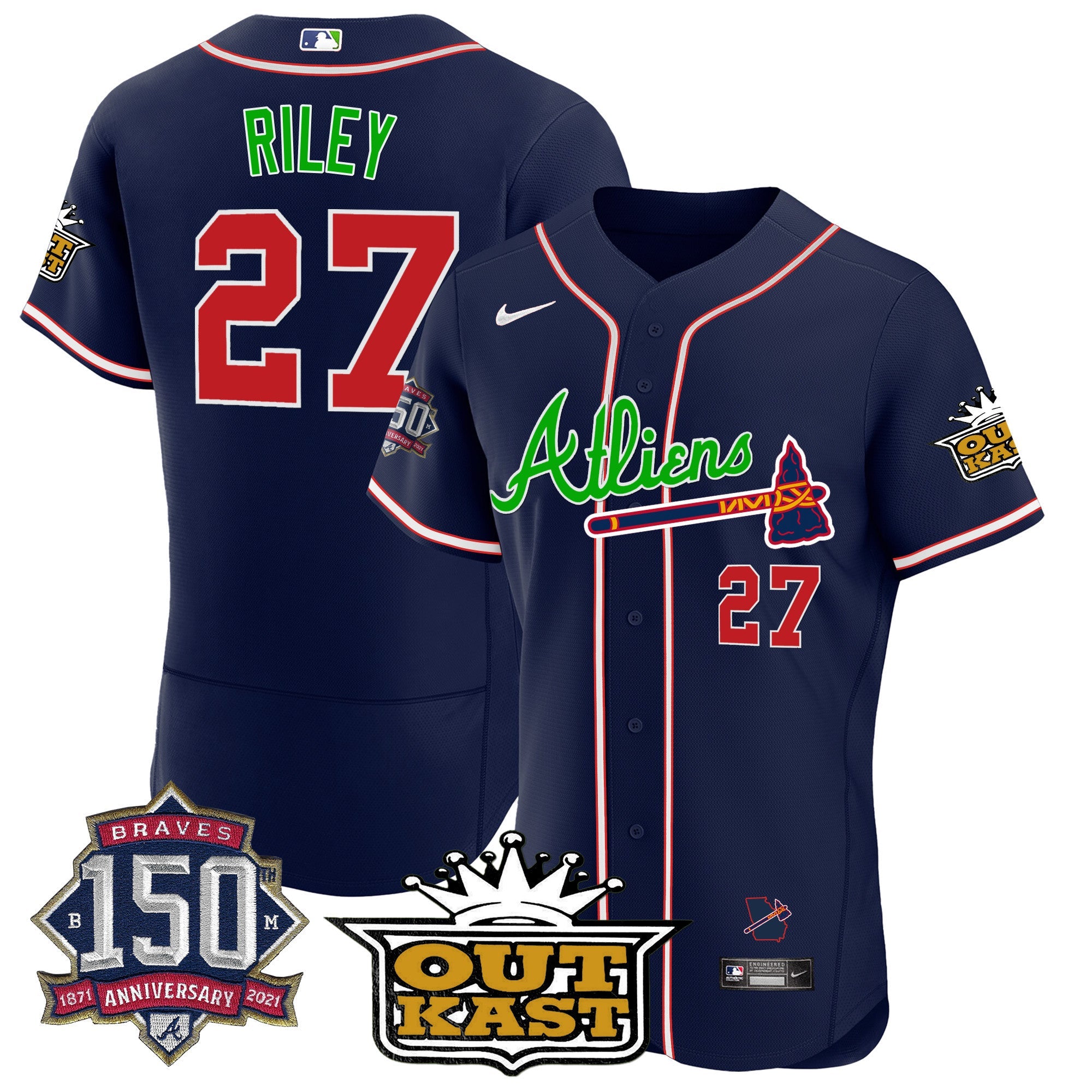 Men’s Atlanta Atliens 150th Anniversary Patch Flex Base Jersey