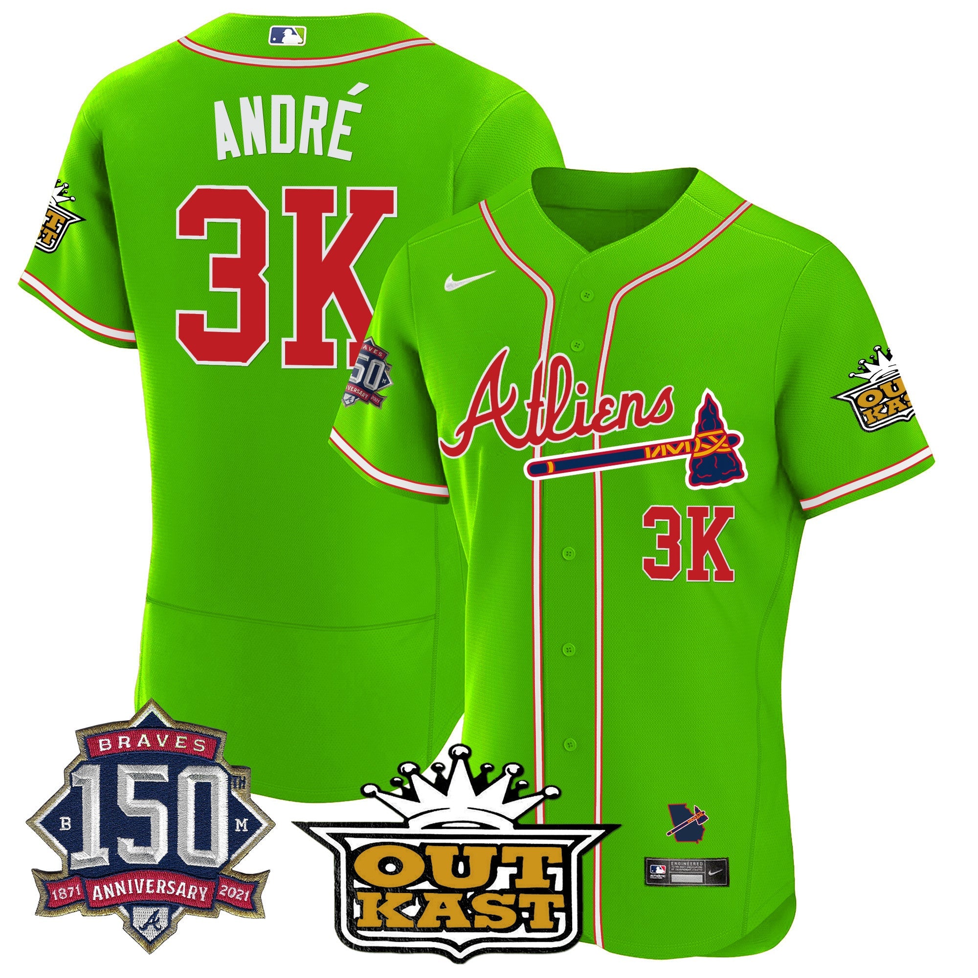 Men’s Atlanta Atliens 150th Anniversary Patch Flex Base Jersey