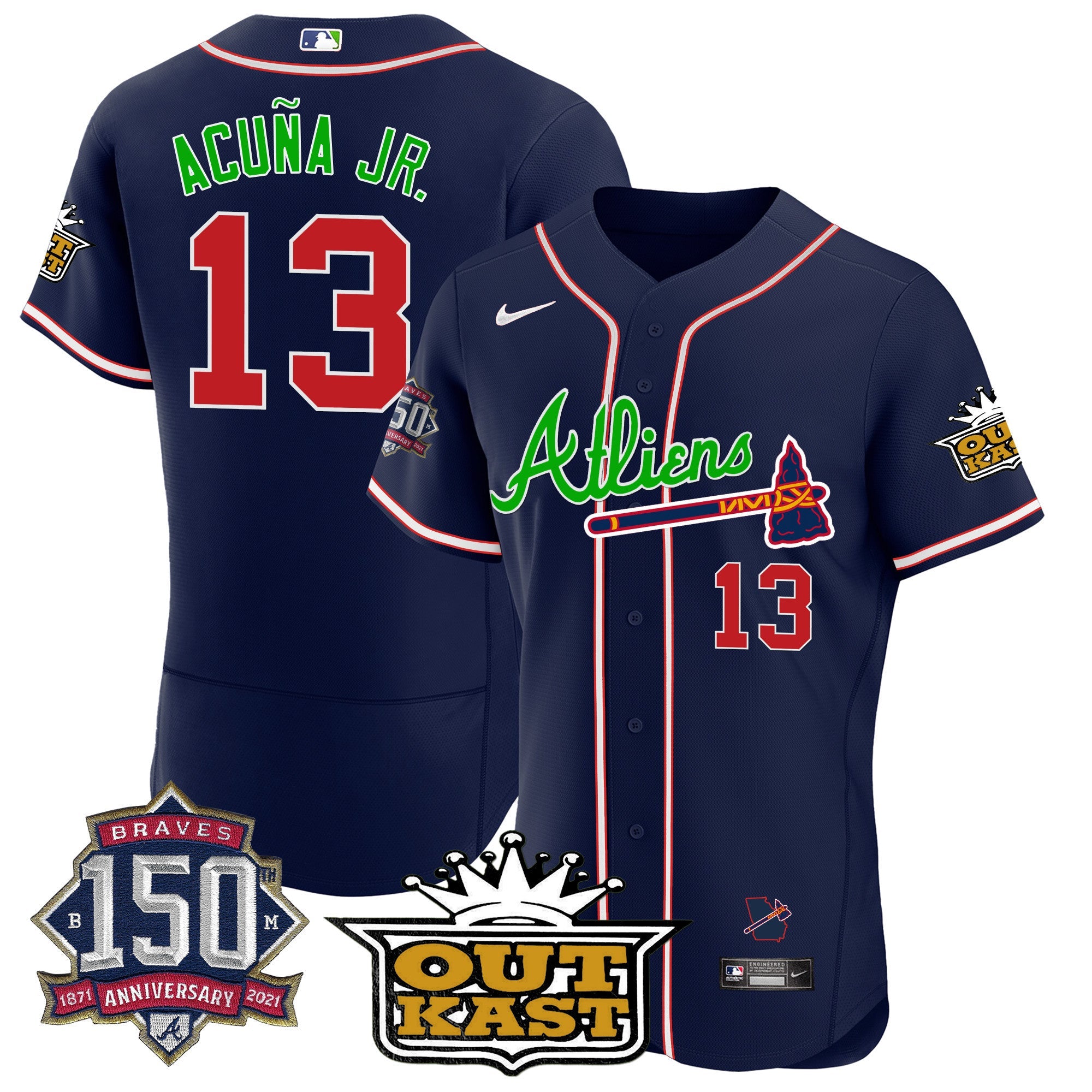 Men’s Atlanta Atliens 150th Anniversary Patch Flex Base Jersey