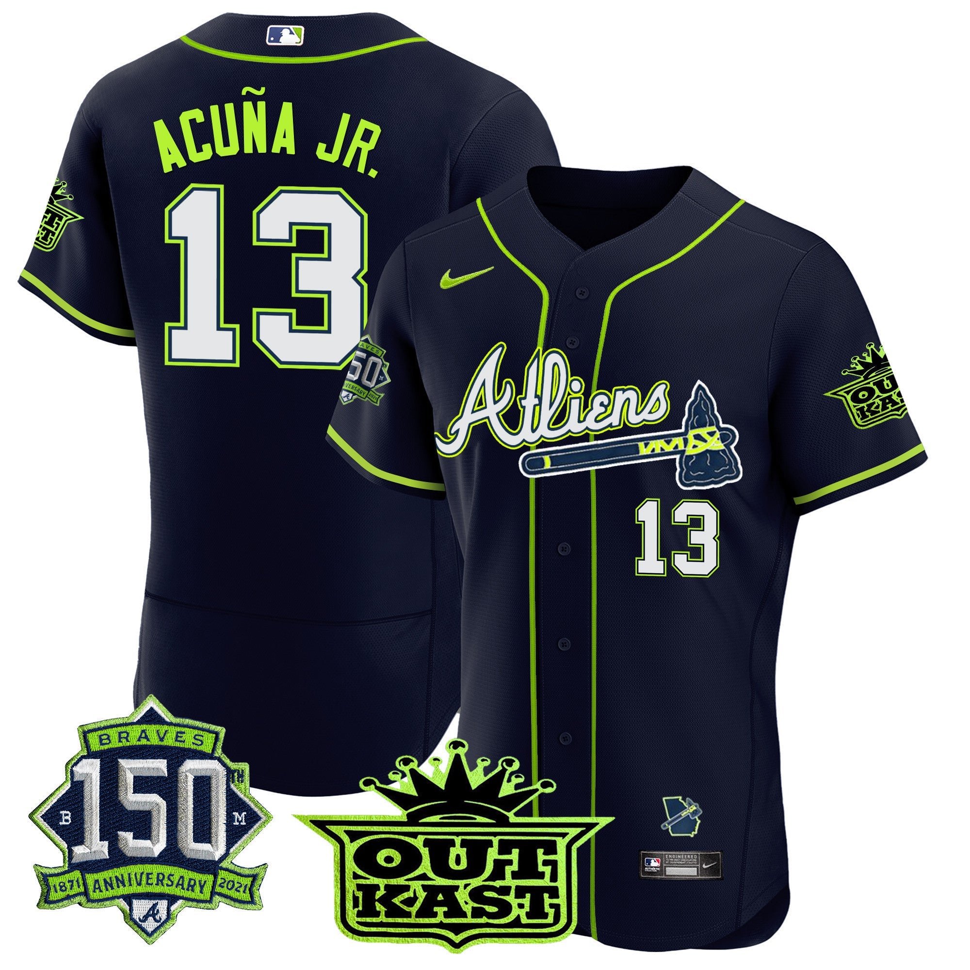 Men’s Atlanta Atliens 150th Anniversary Patch Flex Base Jersey