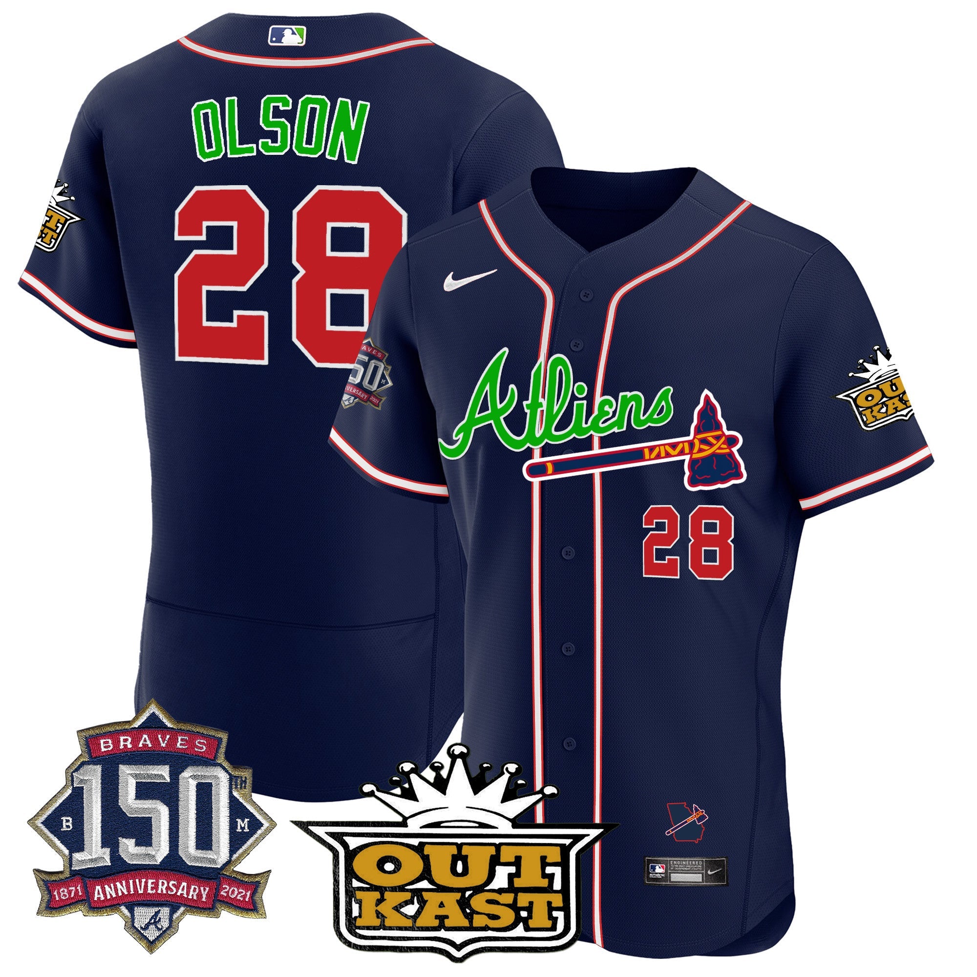 Men’s Atlanta Atliens 150th Anniversary Patch Flex Base Jersey