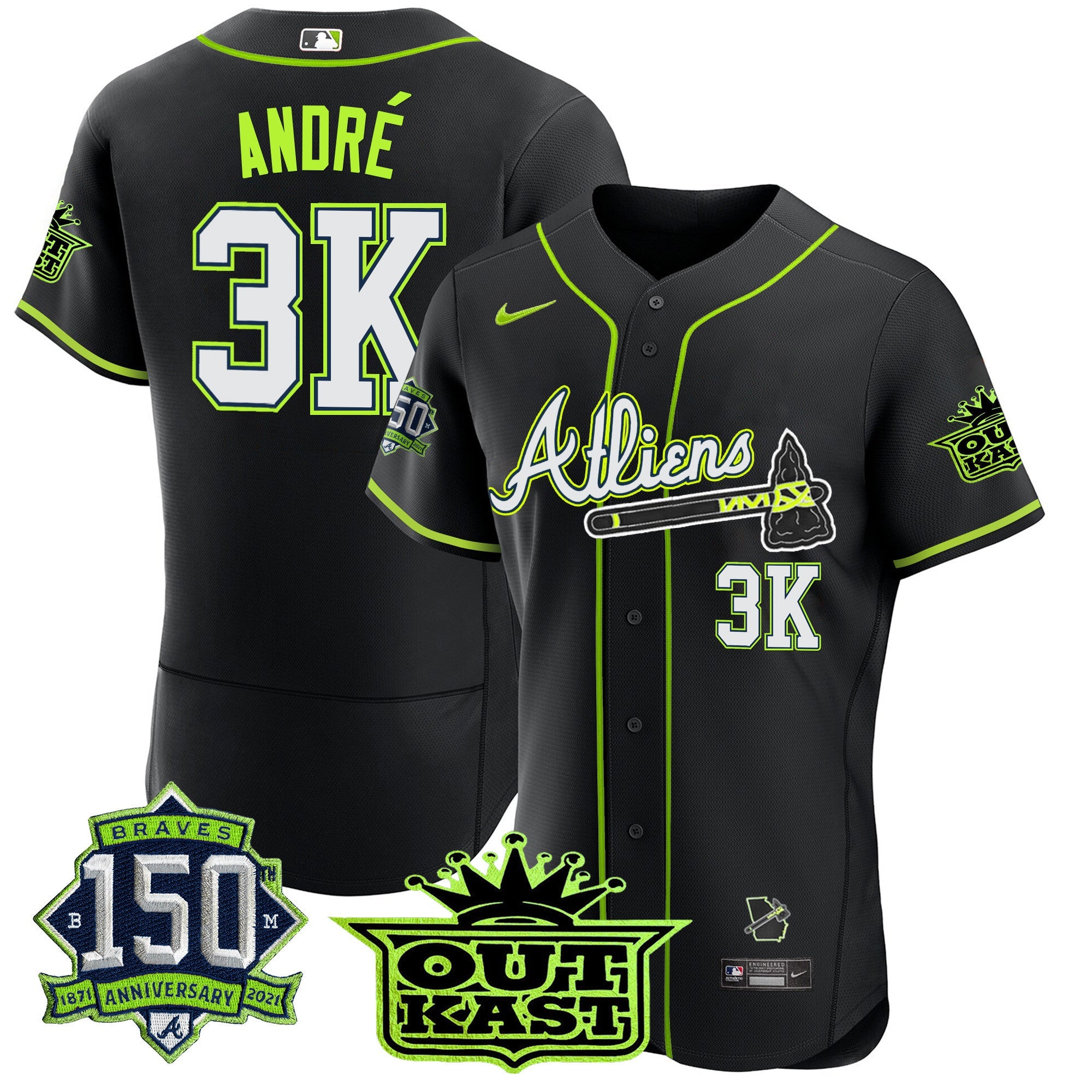 Men’s Atlanta Atliens 150th Anniversary Patch Flex Base Jersey