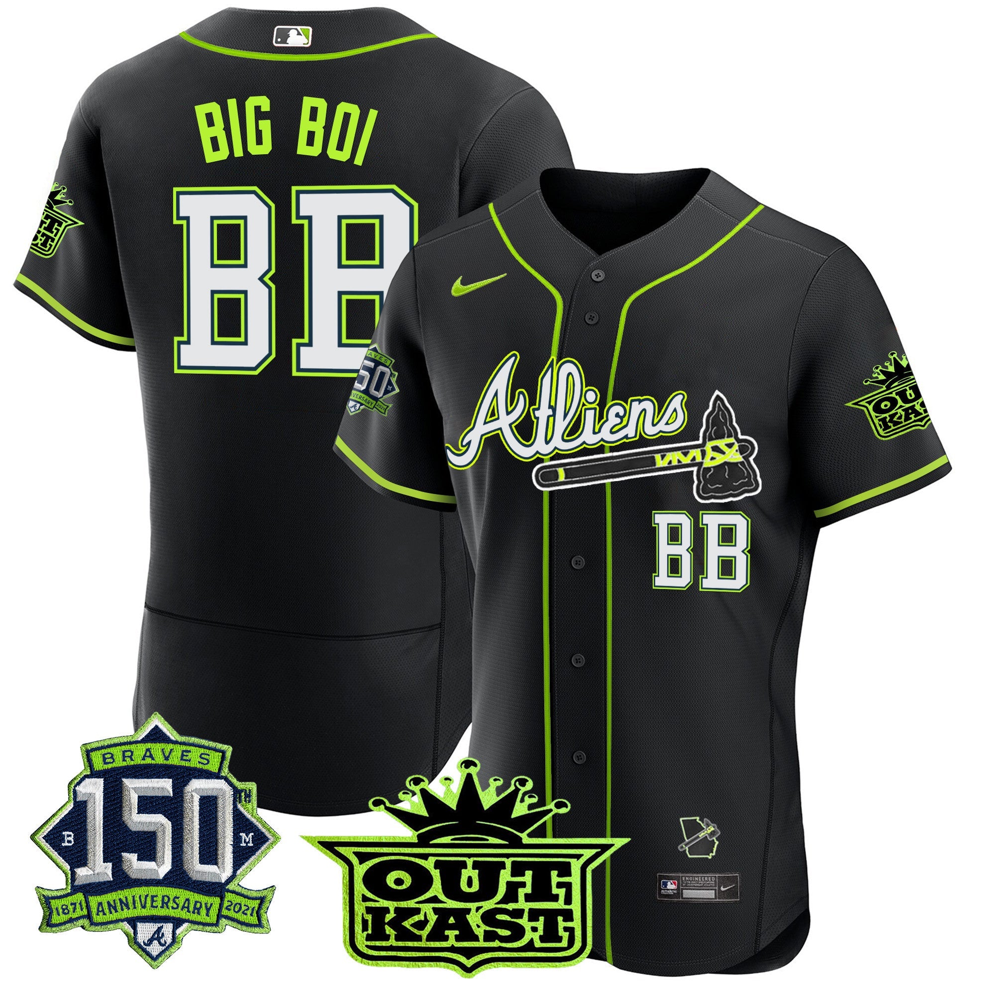 Men’s Atlanta Atliens 150th Anniversary Patch Flex Base Jersey