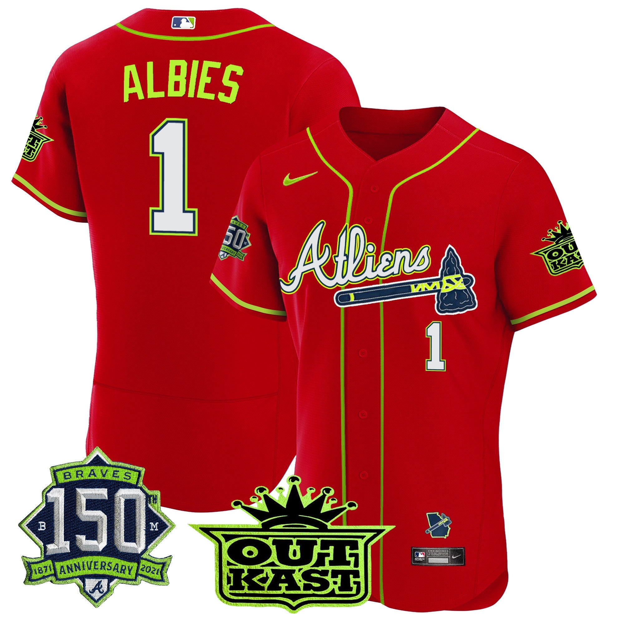 Men’s Atlanta Atliens 150th Anniversary Patch Flex Base Jersey