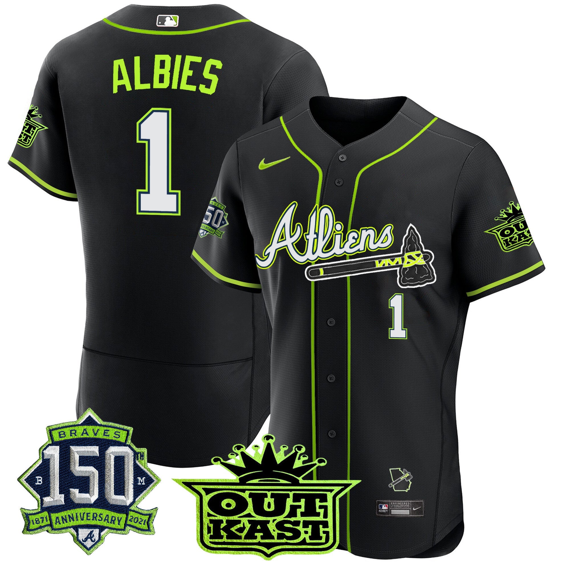 Men’s Atlanta Atliens 150th Anniversary Patch Flex Base Jersey