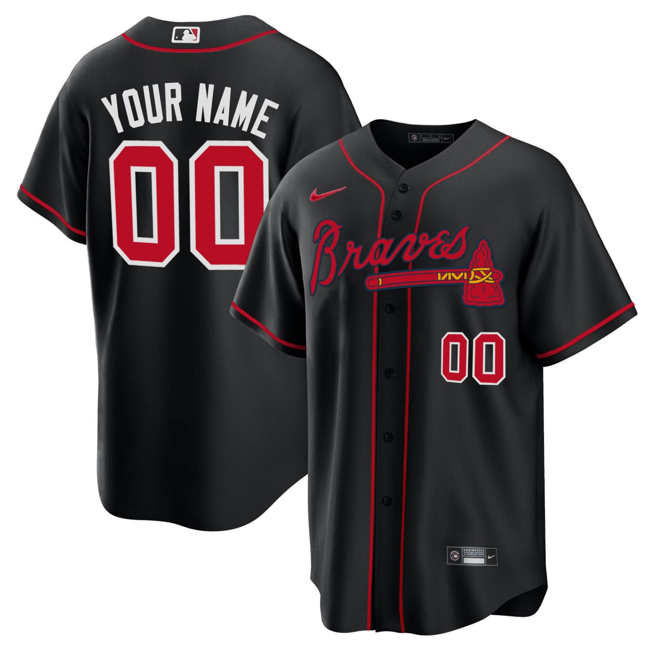 Atlanta Black Red Cool Base Custom Jersey