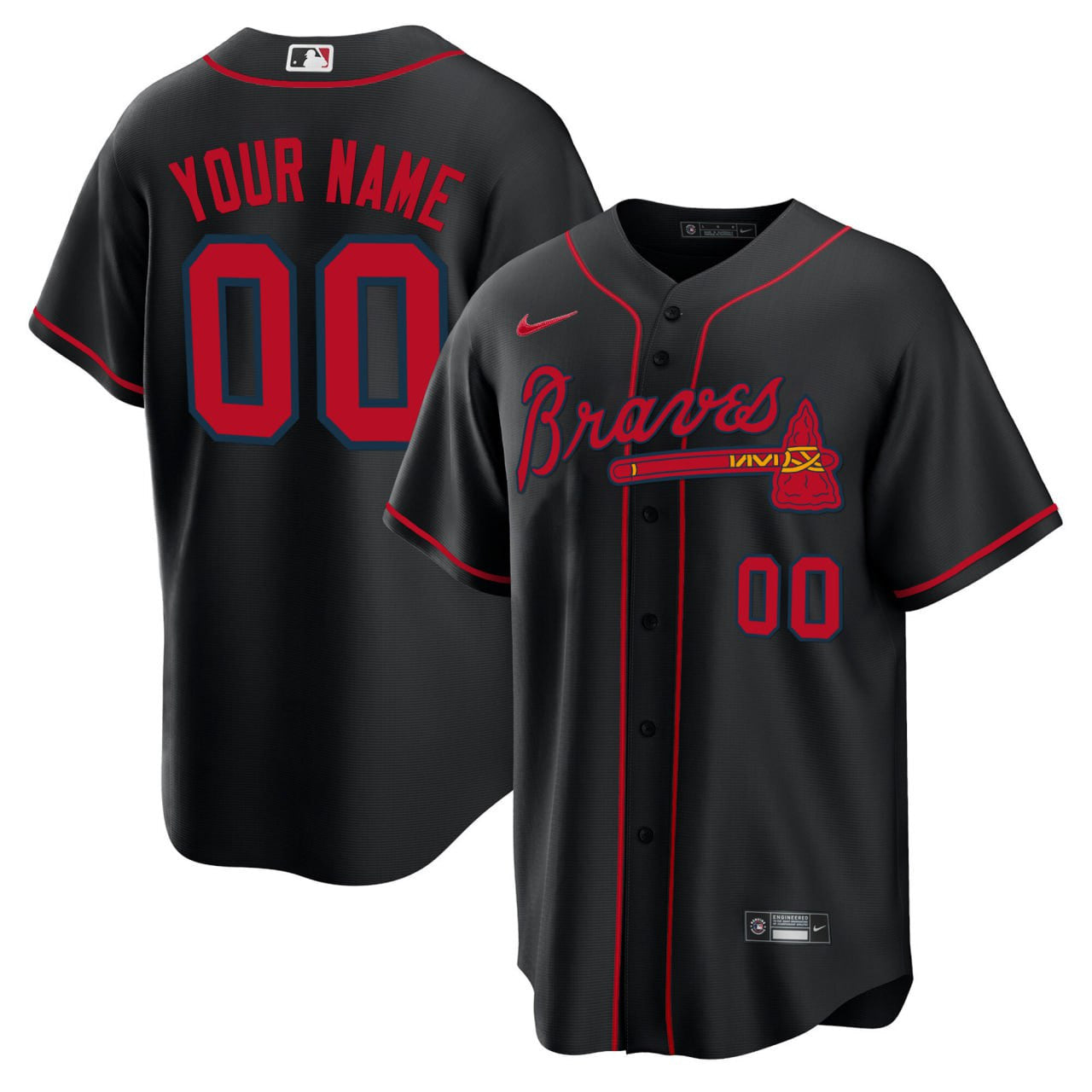Atlanta Black Red Cool Base Custom Jersey