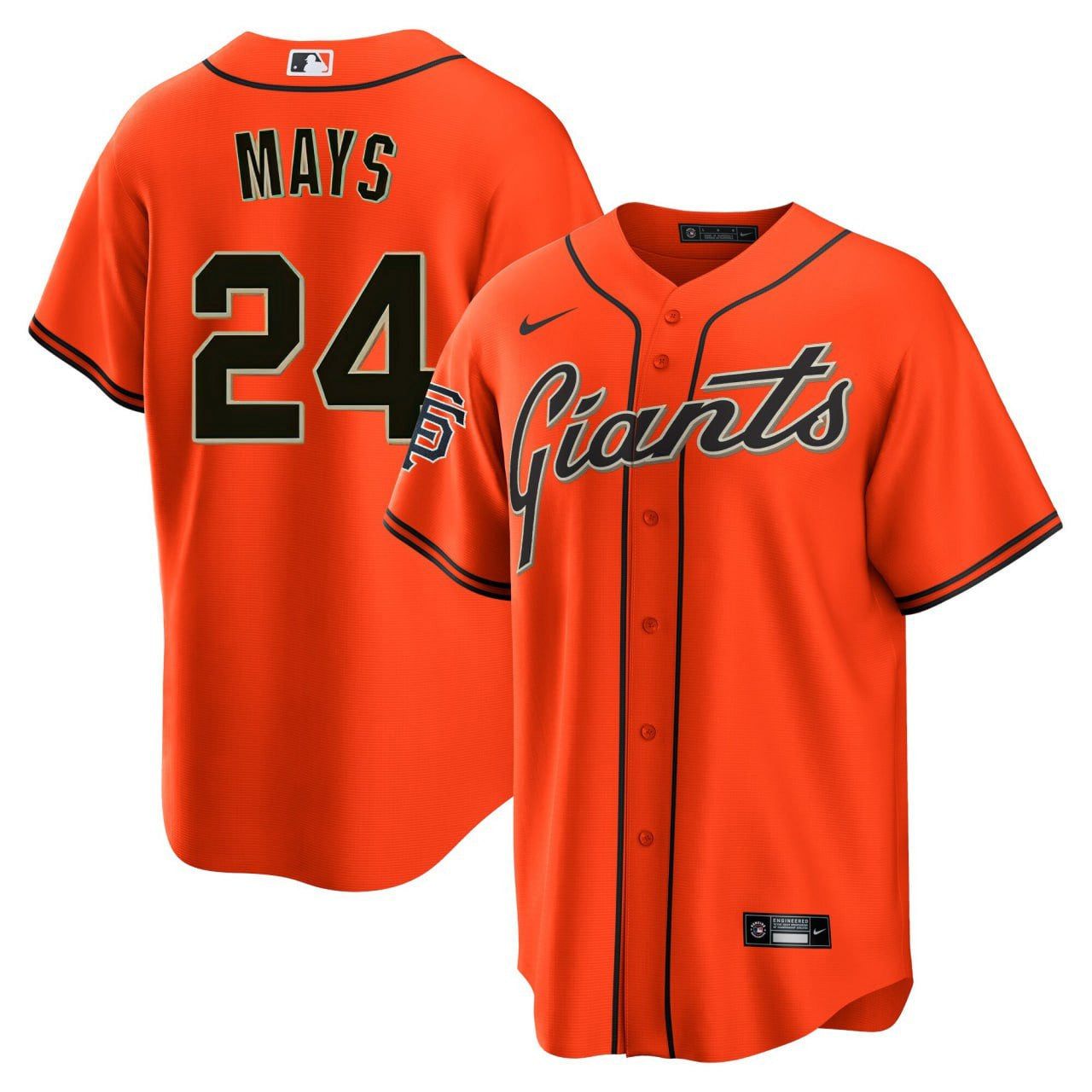 Willie Mays Orange Cool Base Jersey