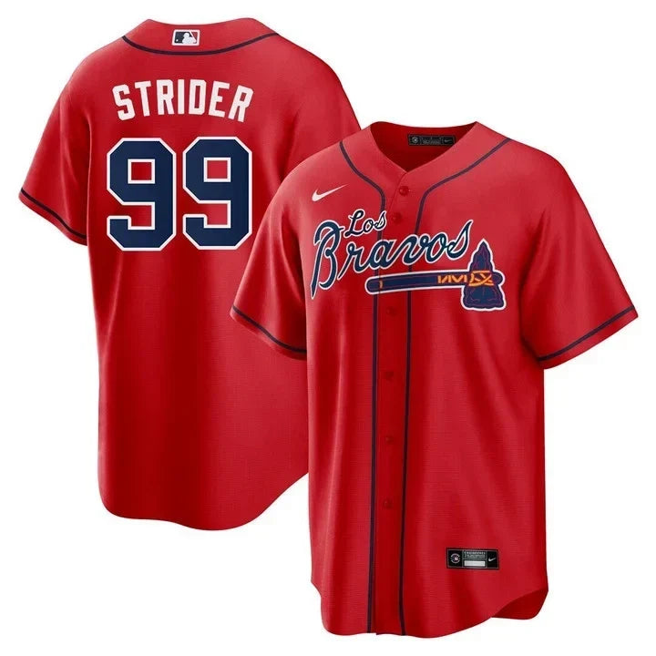 Spencer Strider Atlanta Los Bravos Red Jersey