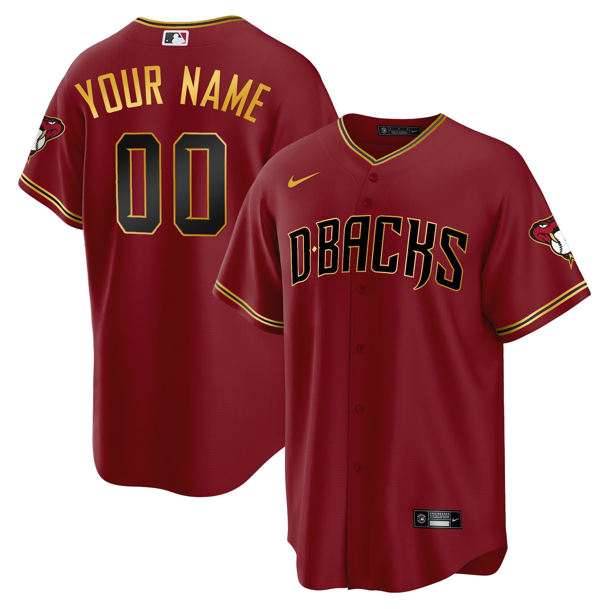 Arizona Cool Base Gold Trim Custom Jersey