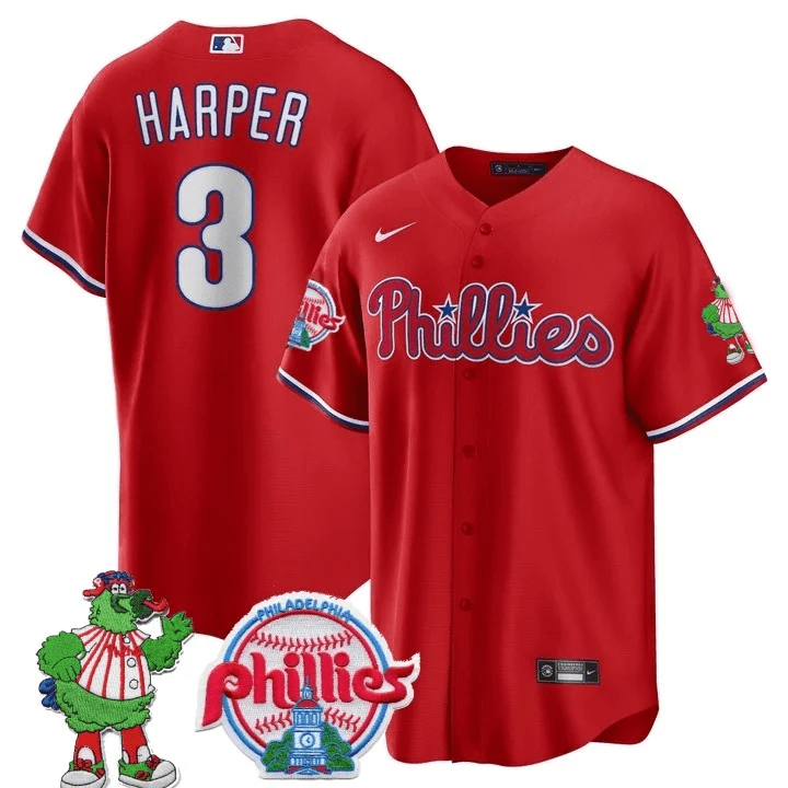 Men’s Philadelphia Phillie Phanatic Patch Cool Base Jersey
