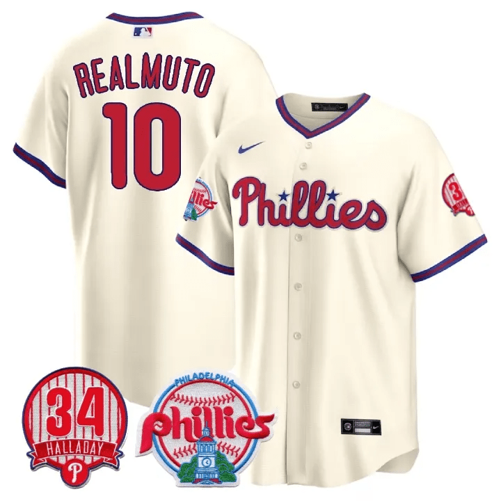 Men’s Philadelphia Roy Halladay Patch #34 Cool Base Jersey