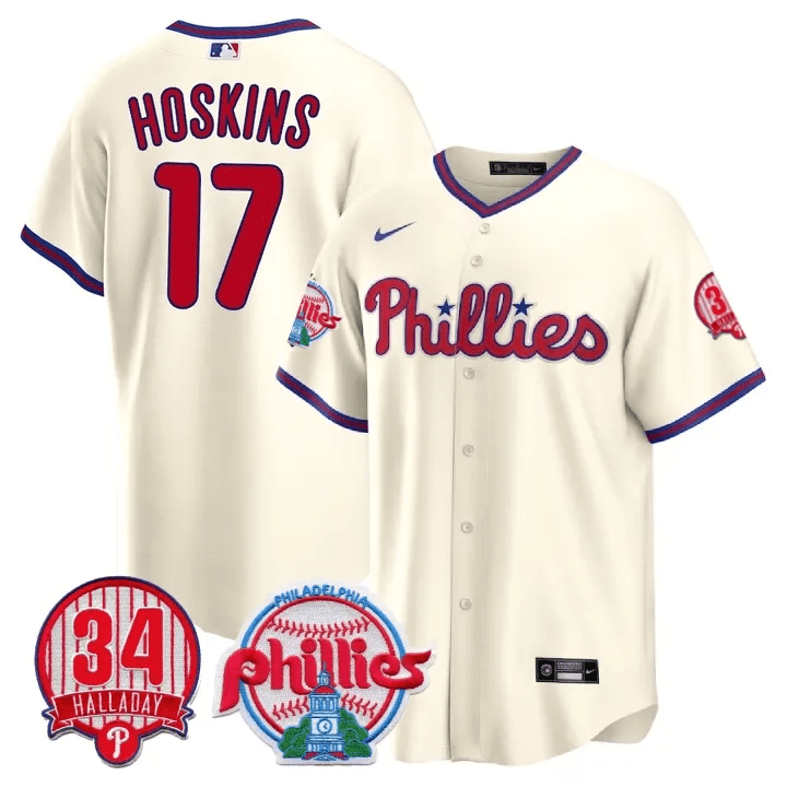Men’s Philadelphia Roy Halladay Patch #34 Cool Base Jersey