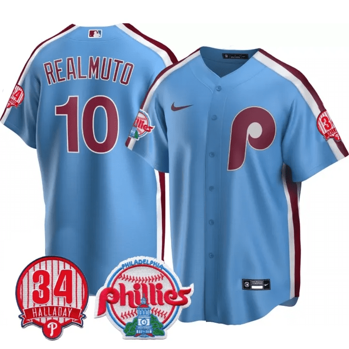 Men’s Philadelphia Roy Halladay Patch #34 Cool Base Jersey