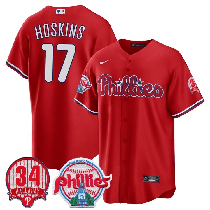 Men’s Philadelphia Roy Halladay Patch #34 Cool Base Jersey