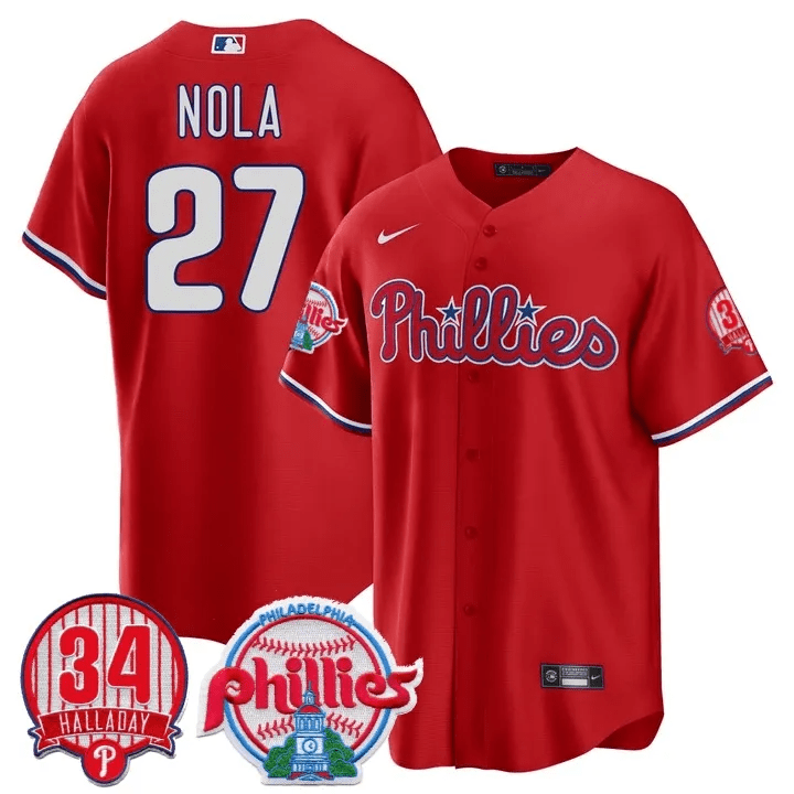 Men’s Philadelphia Roy Halladay Patch #34 Cool Base Jersey