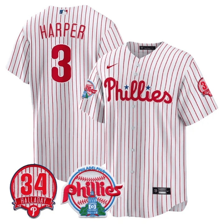 Men’s Philadelphia Roy Halladay Patch #34 Cool Base Jersey