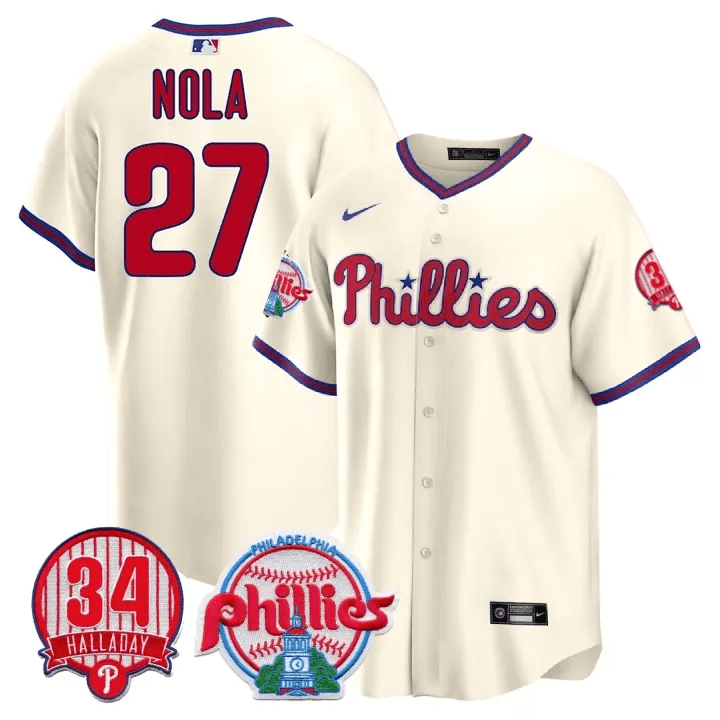 Men’s Philadelphia Roy Halladay Patch #34 Cool Base Jersey