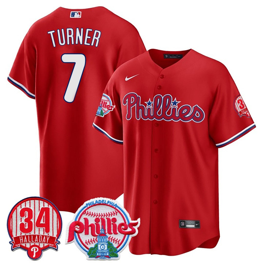 Men’s Philadelphia Roy Halladay Patch #34 Cool Base Jersey