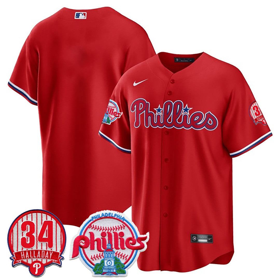 Men’s Philadelphia Roy Halladay Patch #34 Cool Base Jersey
