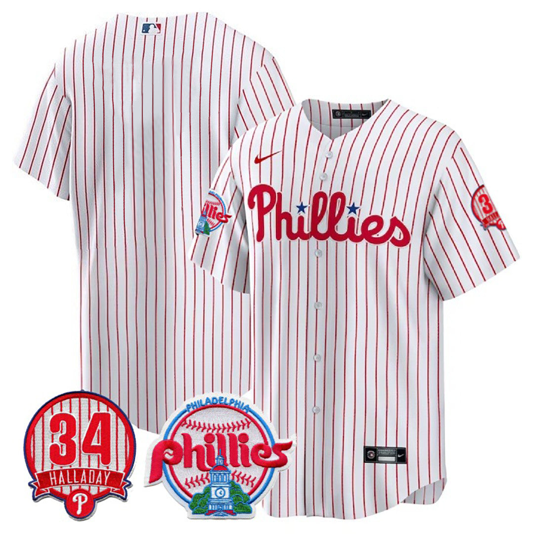Men’s Philadelphia Roy Halladay Patch #34 Cool Base Jersey