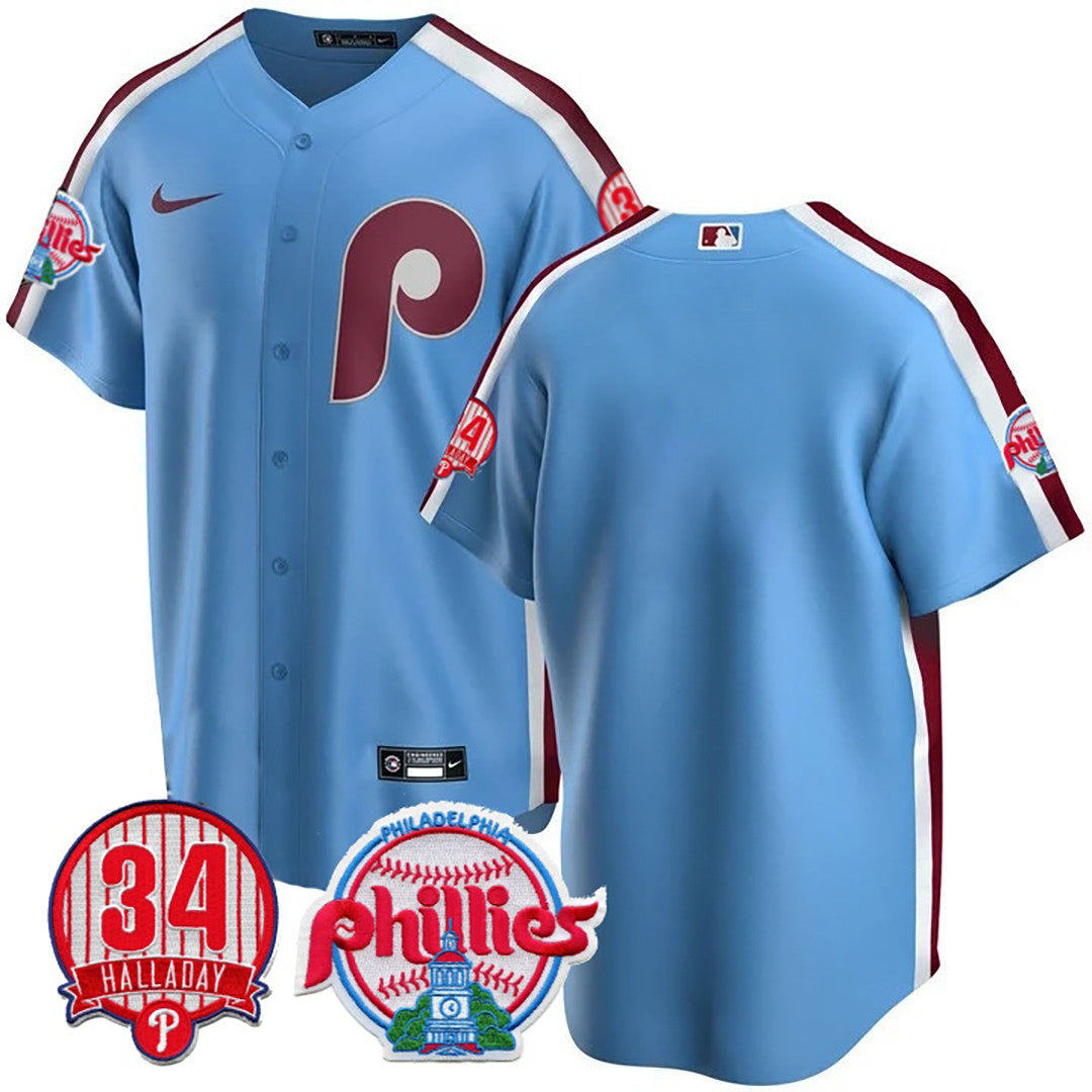 Men’s Philadelphia Roy Halladay Patch #34 Cool Base Jersey